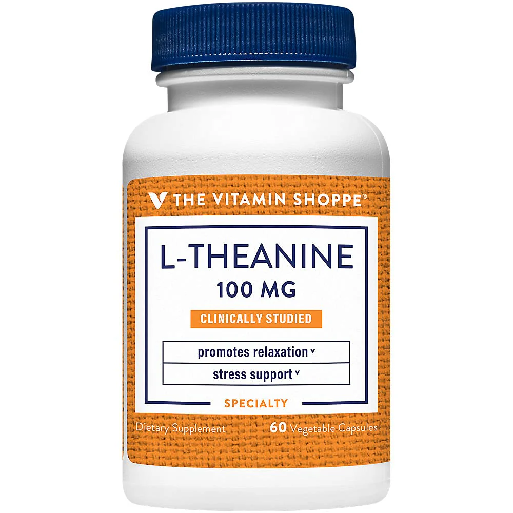 The Vitamin Shoppe L-Theanine 100MG - Calm Focus, Stress Support & Relaxation, Amino Acid from Green Tea (60 Capsules)
