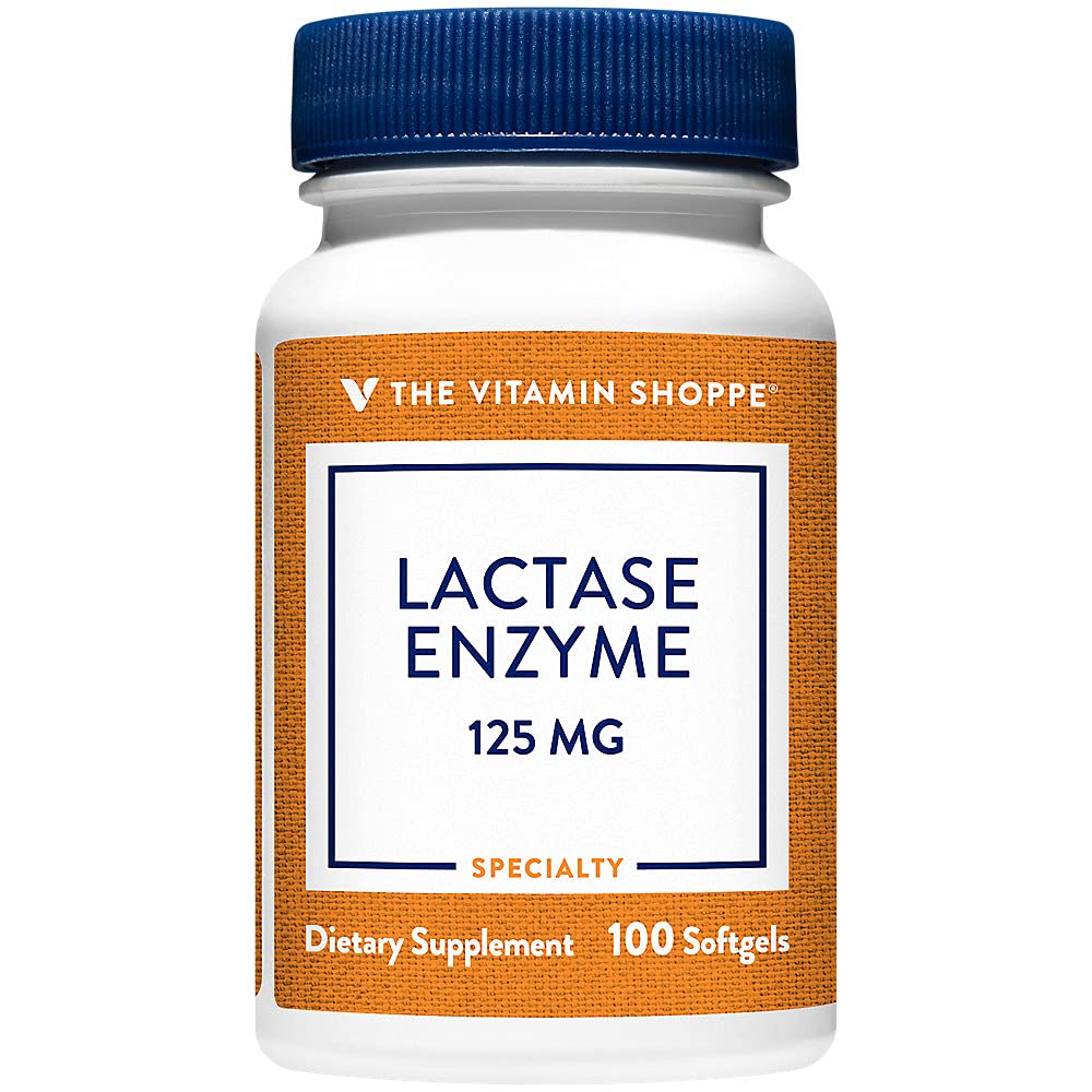 The Vitamin Shoppe Lactase Enzyme 125MG, Supports Lactase Dairy (100 Softgels)