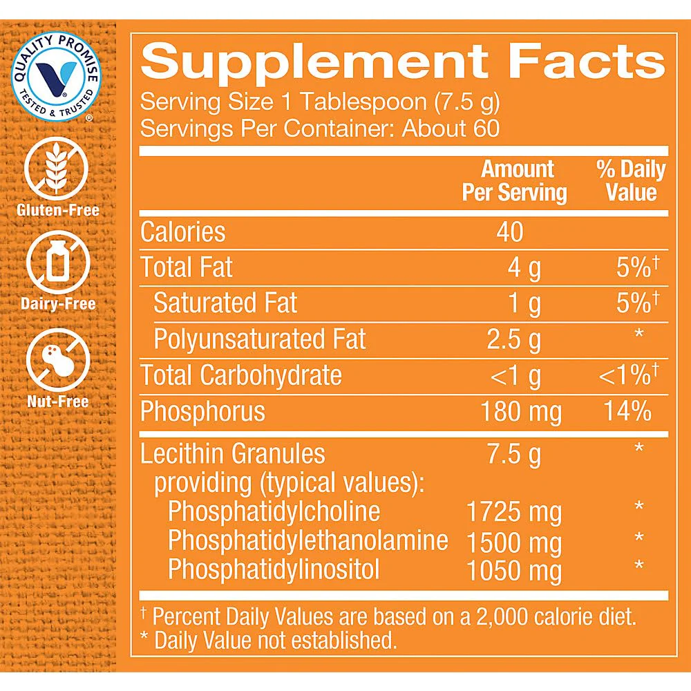 The Vitamin Shoppe Lecithin Granules - Brain Memory & Liver Support | Phosphatidylcholine Complex | 16 oz Powder | 100% Soy-Based - Image 4