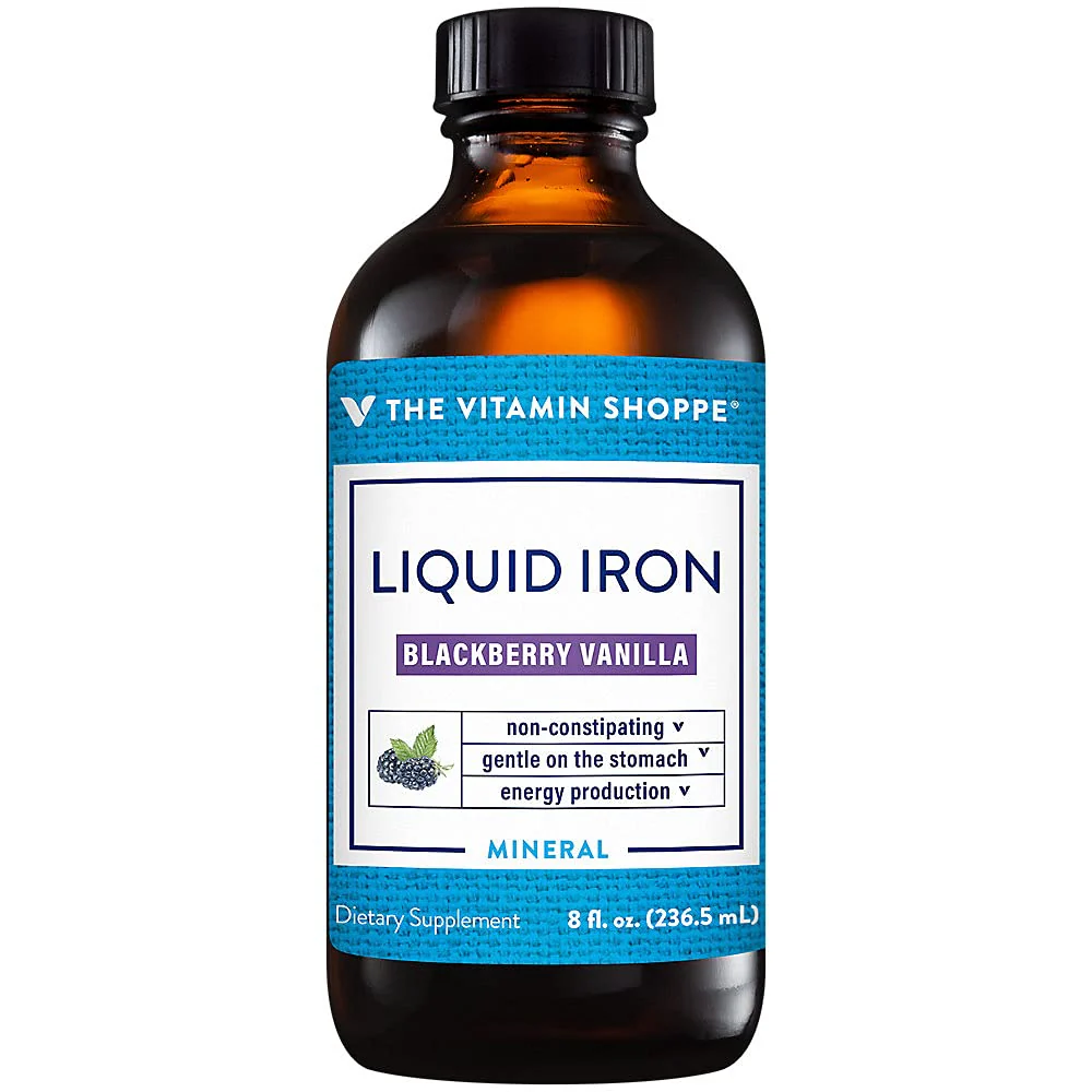 The Vitamin Shoppe Liquid Iron - Easy Absorption BlackBerry Vanilla | Non-Constipating Energy | 16 oz | Gentle Formula - Image 2