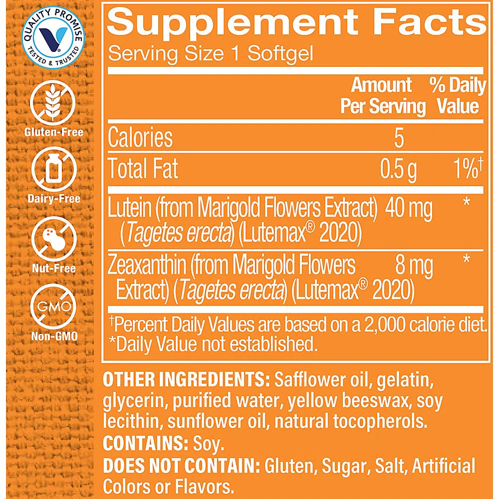 The Vitamin Shoppe Lutein 40MG - Eye Health, Vision Support & Blue Light Protection, Carotenoid Antioxidant (60 Softgels) - Image 5