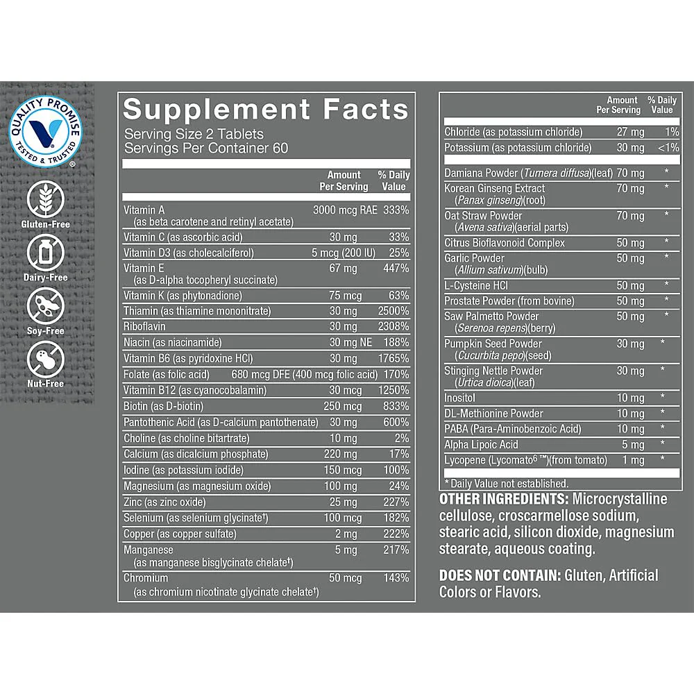 The Vitamin Shoppe Men's Multivitamin - Complete Daily Multi with Essential Vitamins & Minerals for Men's Health (120 Tablets) - Image 5