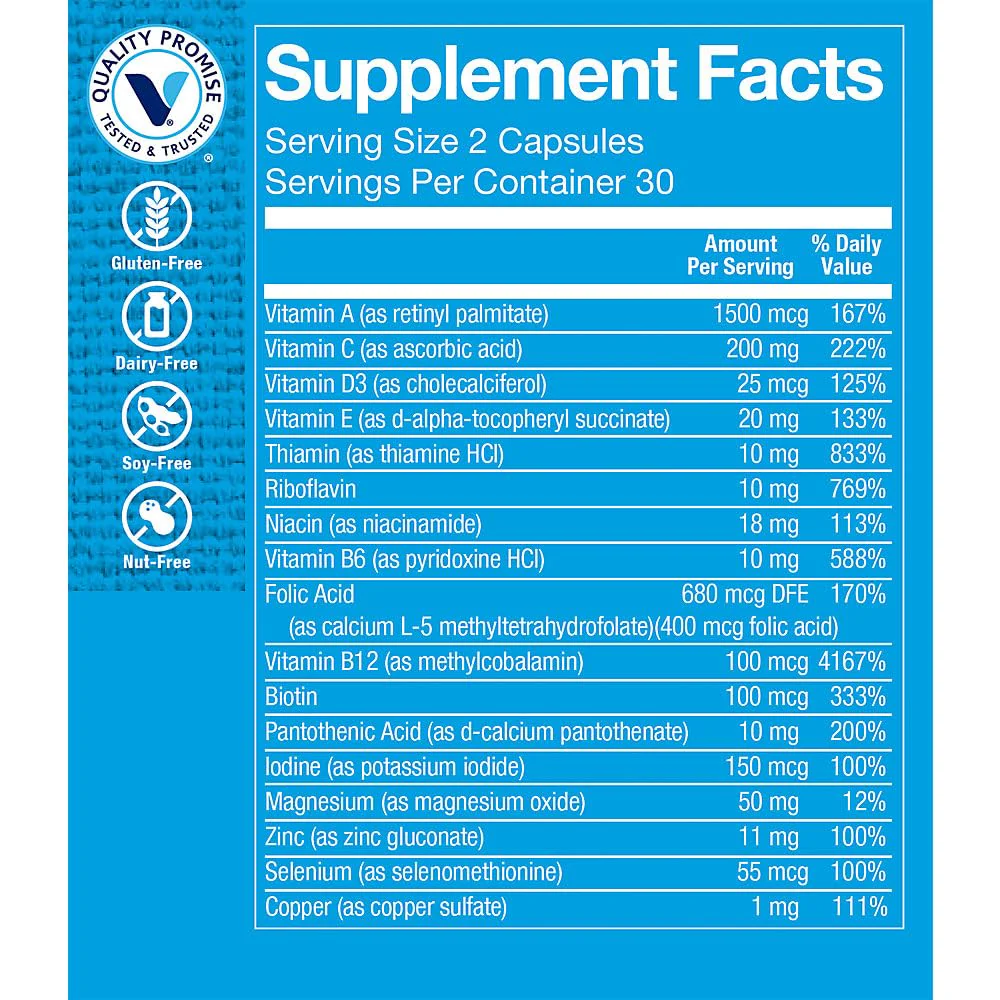 The Vitamin Shoppe Multivitamin + Gut Health a with Prebiotic, Probiotic, & Digestive Enzymes (60 Capsules) - Image 4