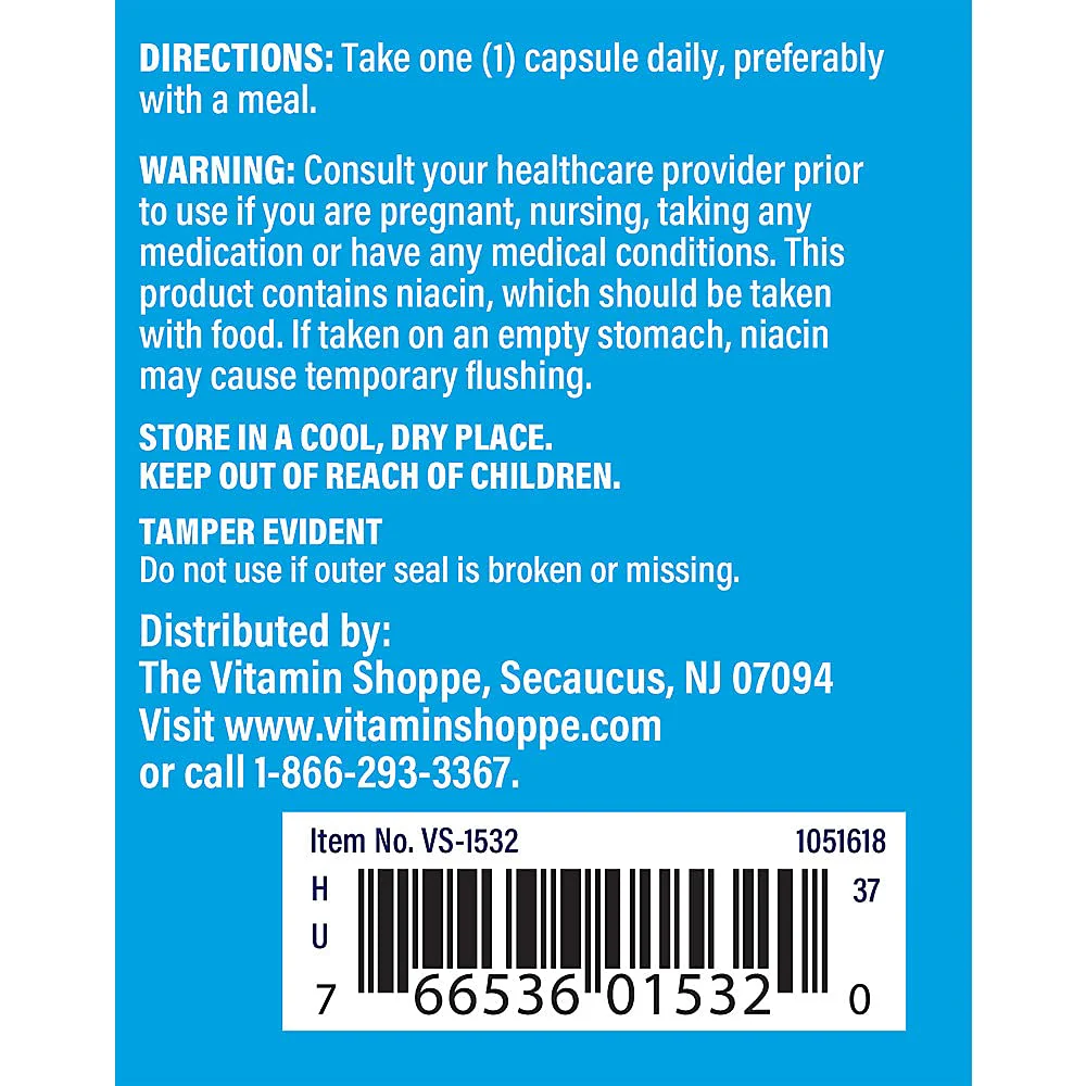 The Vitamin Shoppe Niacinamide 500MG, Supports Cholesterol Levels Already (100 Capsules) - Image 3