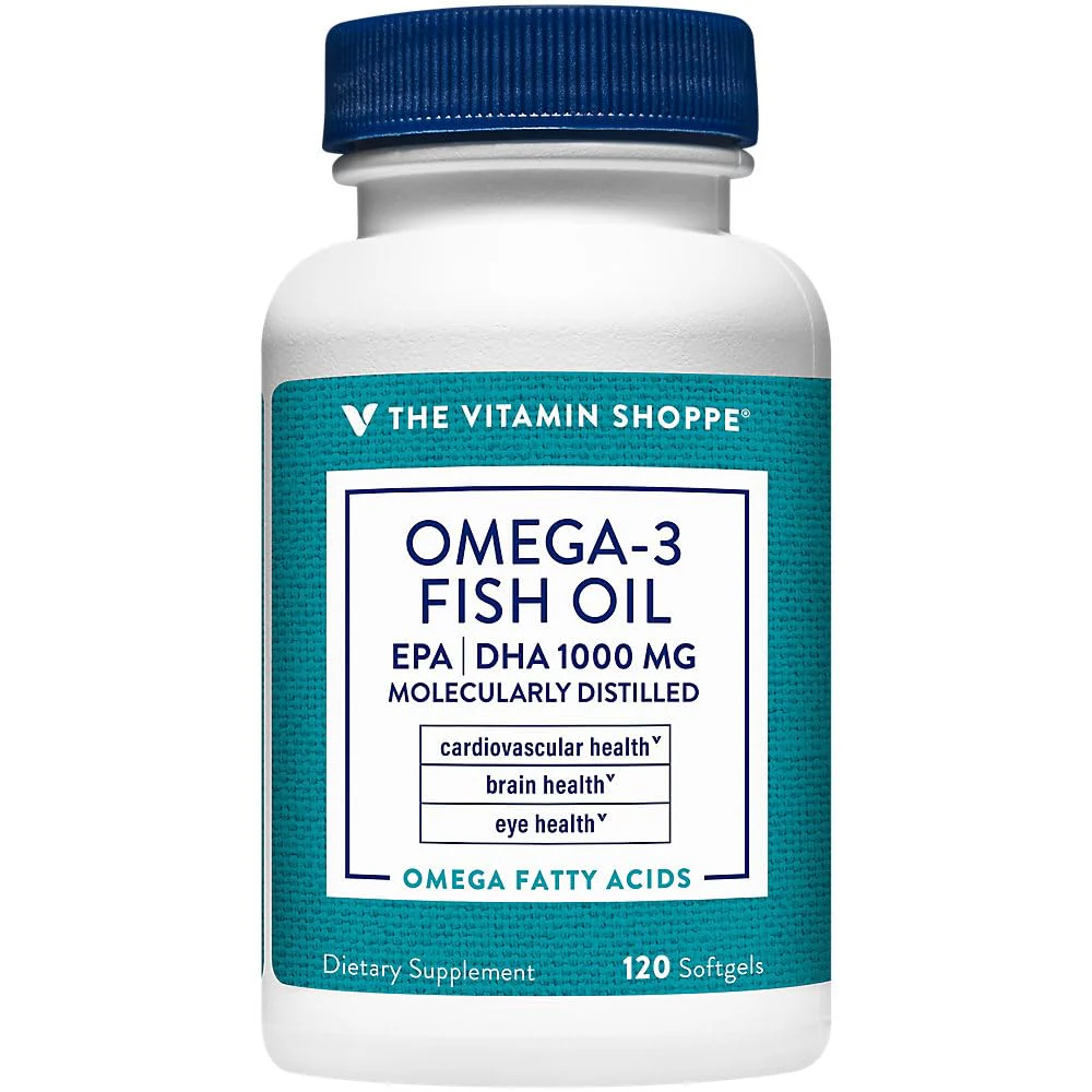 The Vitamin Shoppe Omega 3 Fish Oil 1000MG EPA DHA - Heart Health, Brain Function & Joint Support, Molecularly Distilled (120 Softgels) - Image 2