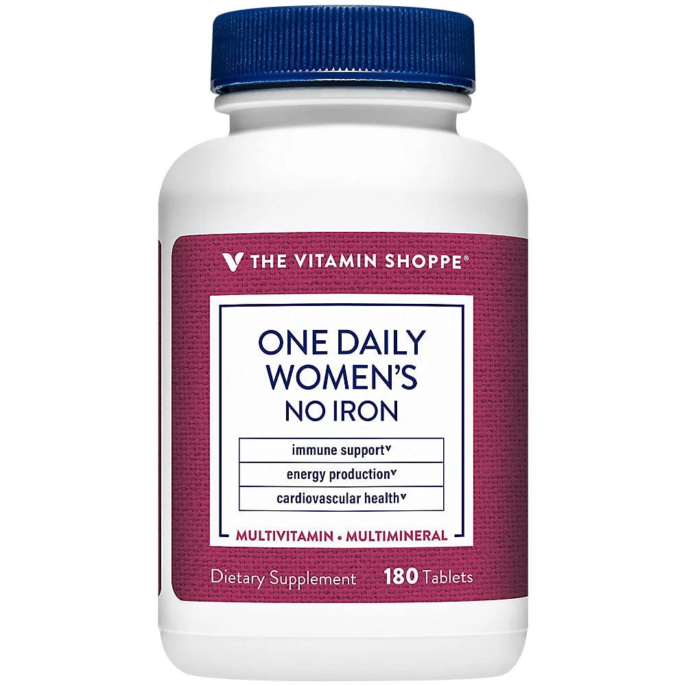 The Vitamin Shoppe Once Daily Women's Multivitamin with No Iron | 2,000IU Vitamin D3, Multi-Mineral Supplement | Supports Energy Production, Cardiovascular, Immune Health (180 Tablets)