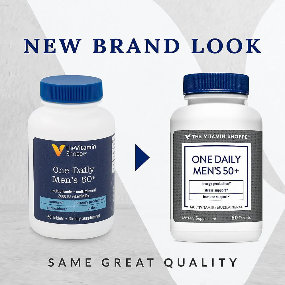 The Vitamin Shoppe Once e Daily Men's 50+ Multivitamin |Multi-Mineral | Antioxidant Supplement |Supports Energy Production, Vision and Immune Health (60 Tablets) - Image 5