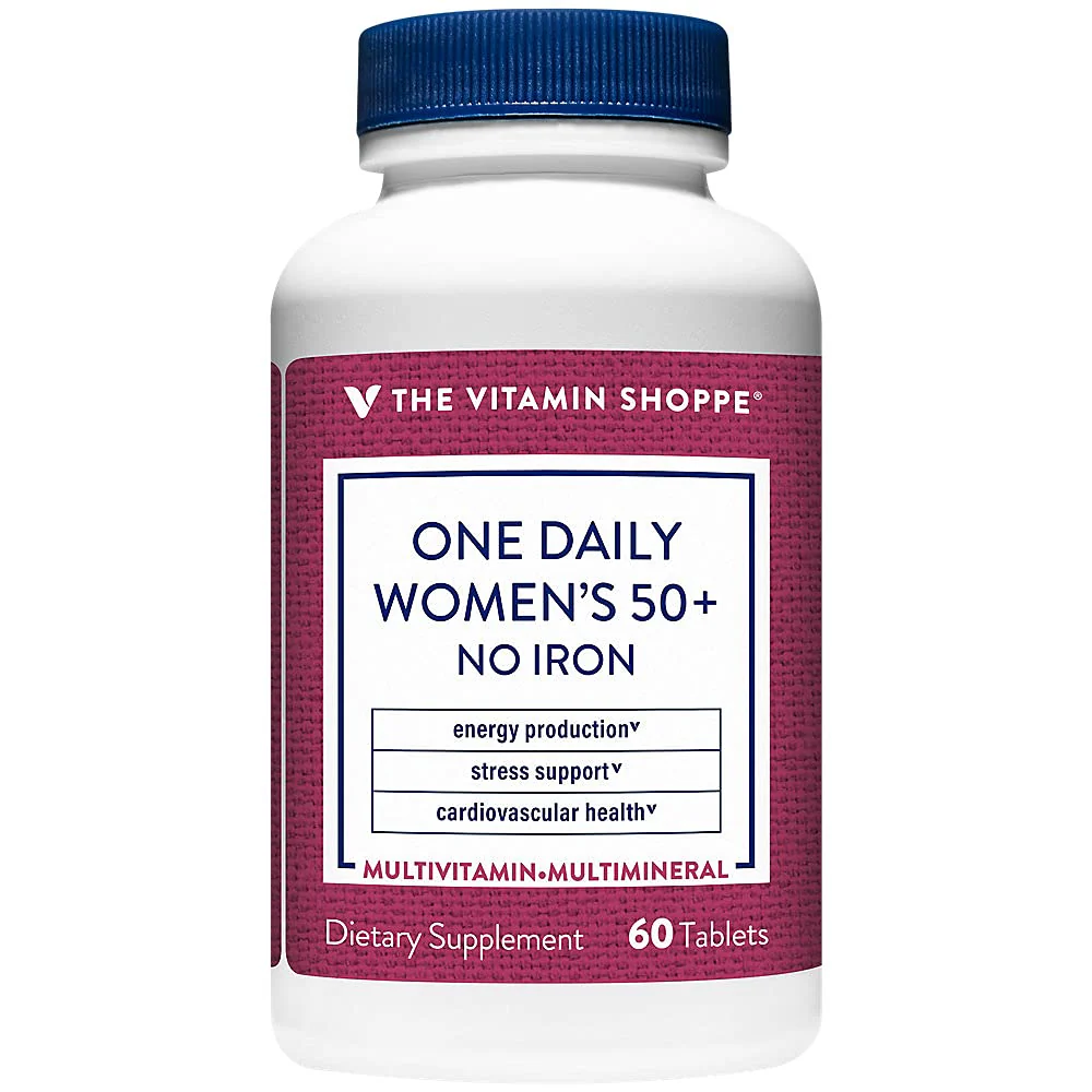 The Vitamin Shoppe One Daily Women's 50+ Multivitamin with No Iron, Multi-Mineral Supplement, Supports Energy Production, Supports Cardiovascular, Vision and Immune Health (60 Tablets) - Image 2