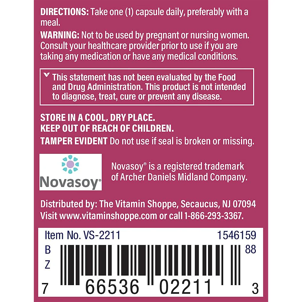 The Vitamin Shoppe Phytoestrogen Complex One Day (60 Capsules) (60 Capsules) - Image 3