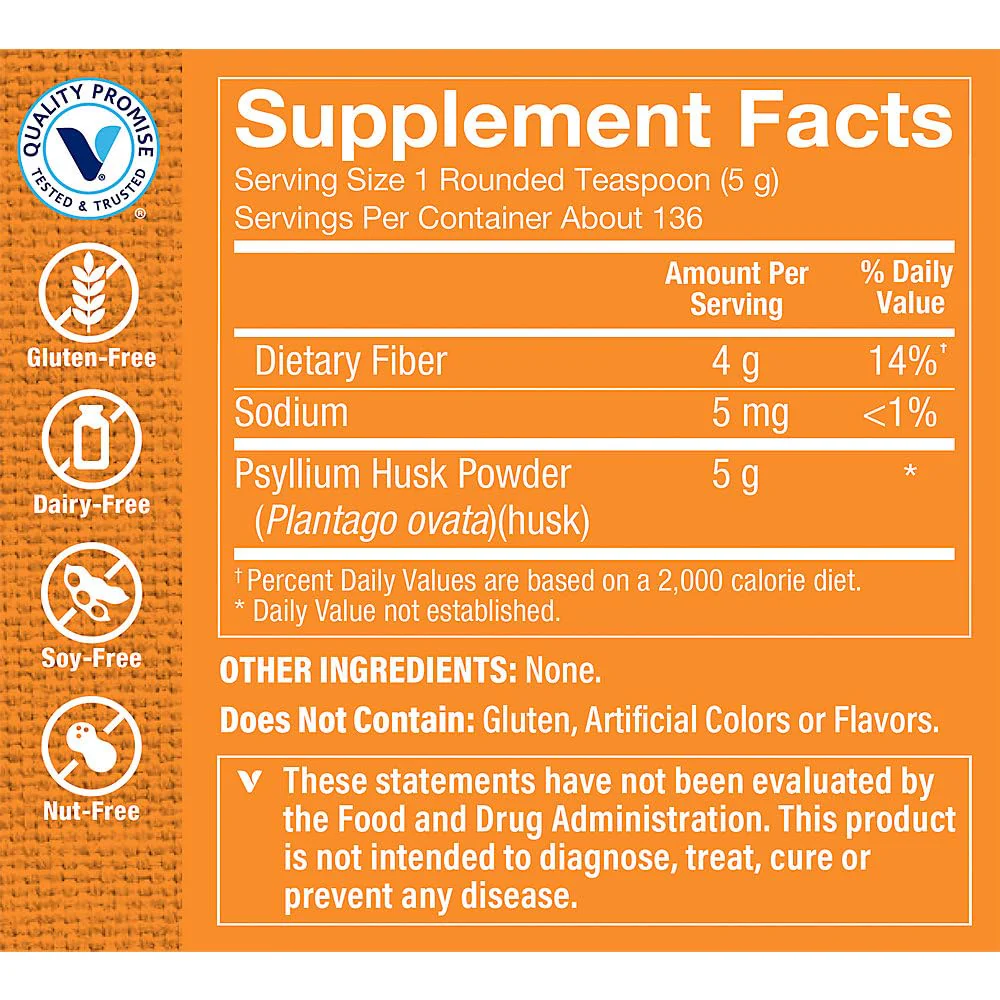 The Vitamin Shoppe Psyllium Husk Powder - Digestive Health & Regularity | Soluble Fiber Supplement | 16 oz 136 Servings | Unflavored - Image 3