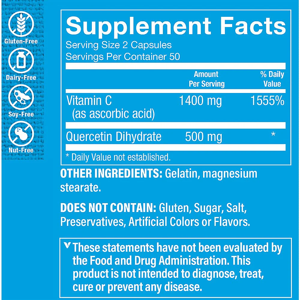 The Vitamin Shoppe Quercetin with Vitamin C - Immune & Seasonal Support | Citrus-Free Bioflavonoid | 100 Capsules | Year-Round - Image 5