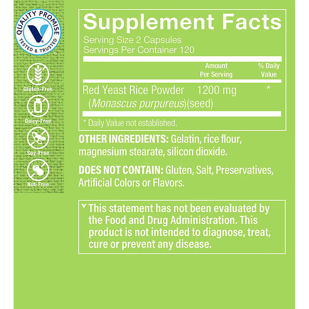 The Vitamin Shoppe Red Yeast Rice 1,200 (240 Capsules) (240 Capsules) - Image 5
