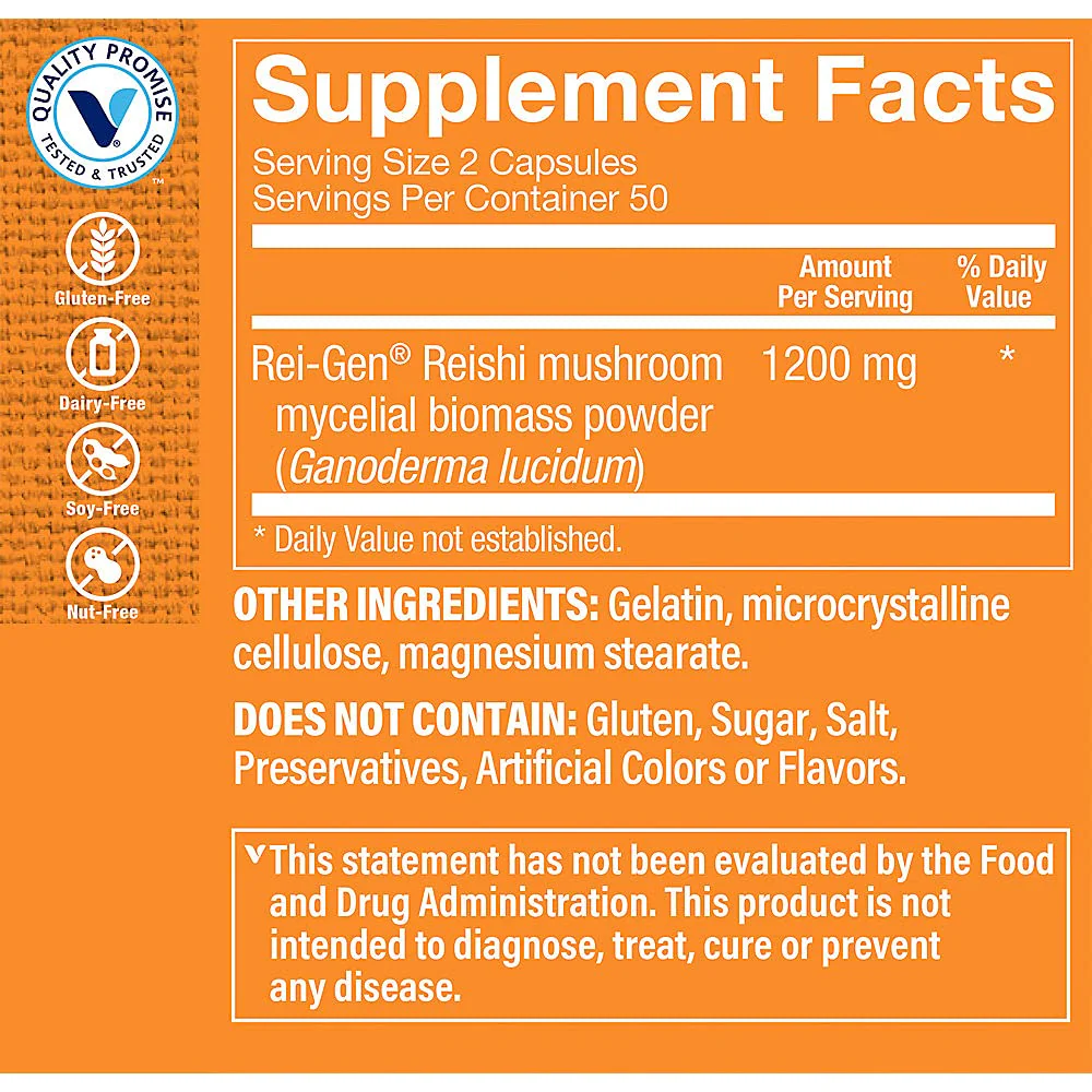 The Vitamin Shoppe Reishi Mushroom 1,200MG, Supports Healthy Immune (100 Capsules) - Image 6