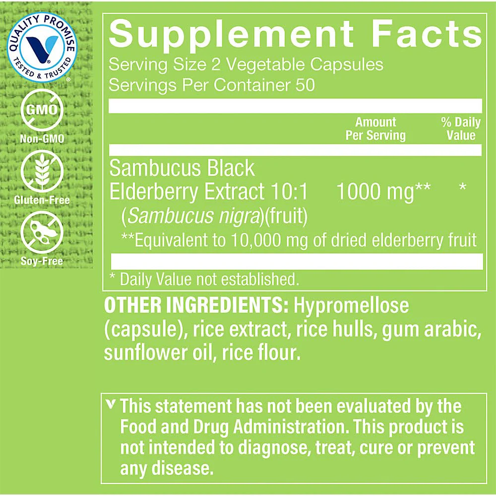 The Vitamin Shoppe Sambucus Black Elderberry Extract - Immune Defense & Seasonal Wellness | Premium Concentrate | 100 Capsules | Year-Round - Image 4