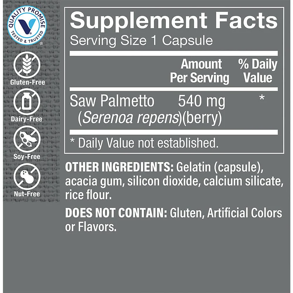 The Vitamin Shoppe Saw Palmetto Berries 540MG (300 Capsules) (300 Capsules) - Image 4