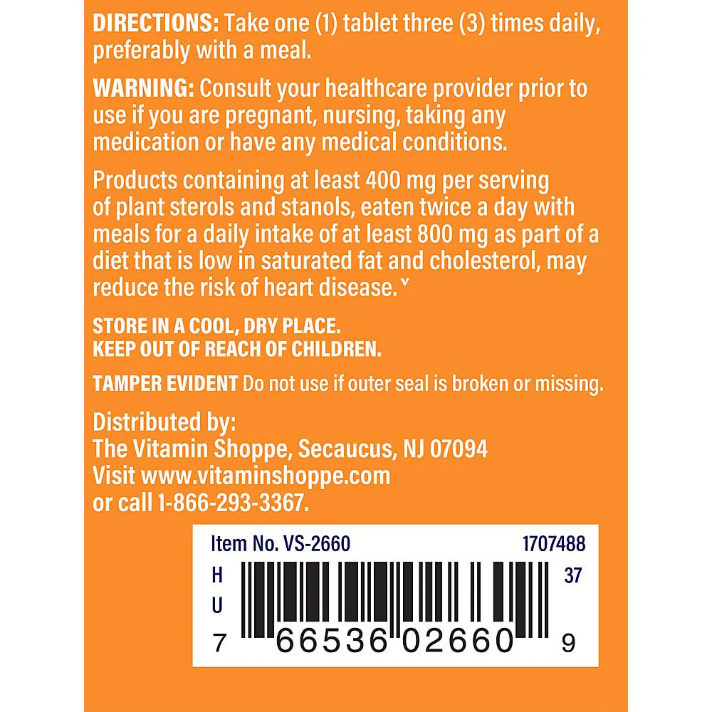 The Vitamin Shoppe Super Phytosterols 900MG, Supports Cardiovascular Health, (90 Tablets) - Image 3