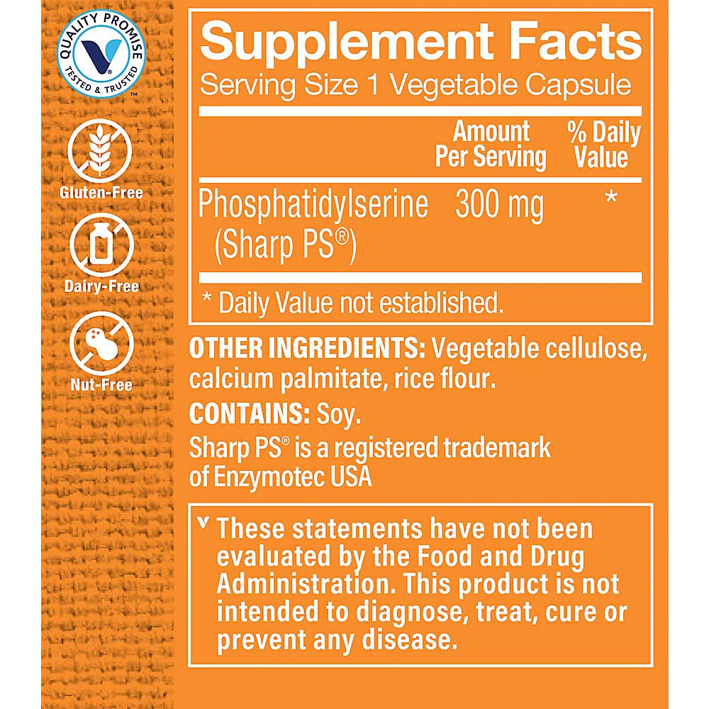 The Vitamin Shoppe Triple Strength Phosphatidylserine for Brain, Memory (30 Vegetable Capsules) - Image 5