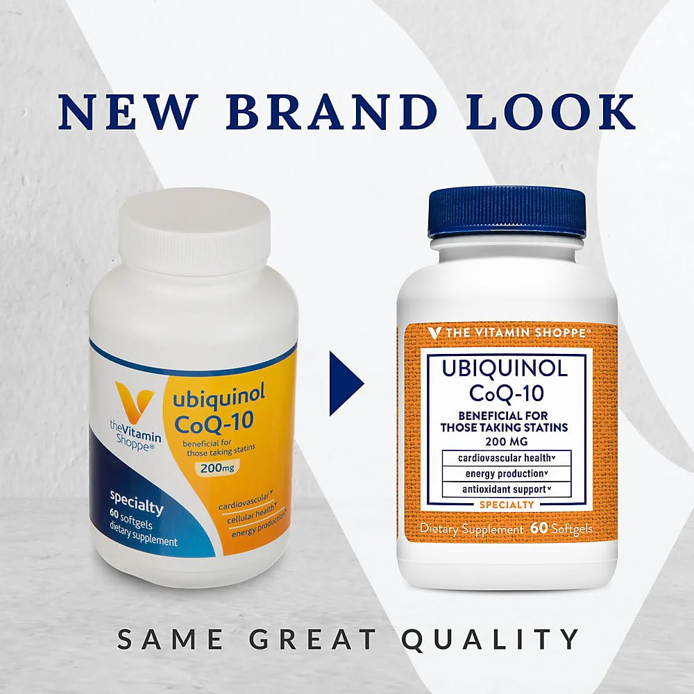 The Vitamin Shoppe Ubiquinol CoQ-10 200mg - Beneficial for Those Taking Statins – Supports Heart & Cellular Health and Healthy Energy Production, Essential Antioxidant – Once Daily (60 Softgels) - Image 6