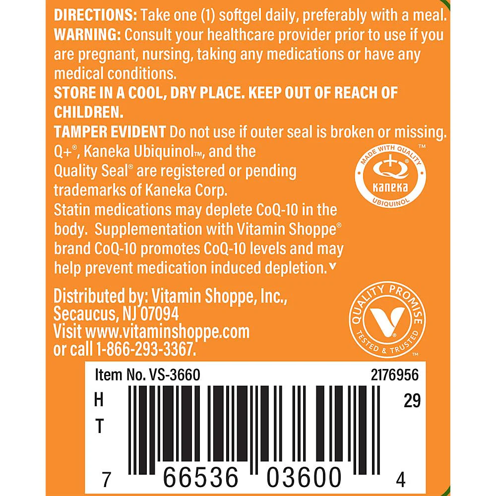The Vitamin Shoppe Ubiquinol CoQ-10 - Helps Energy Production, Supports Cellular & Cardiovascular Health - 300 MG (30 Softgels) - Image 4