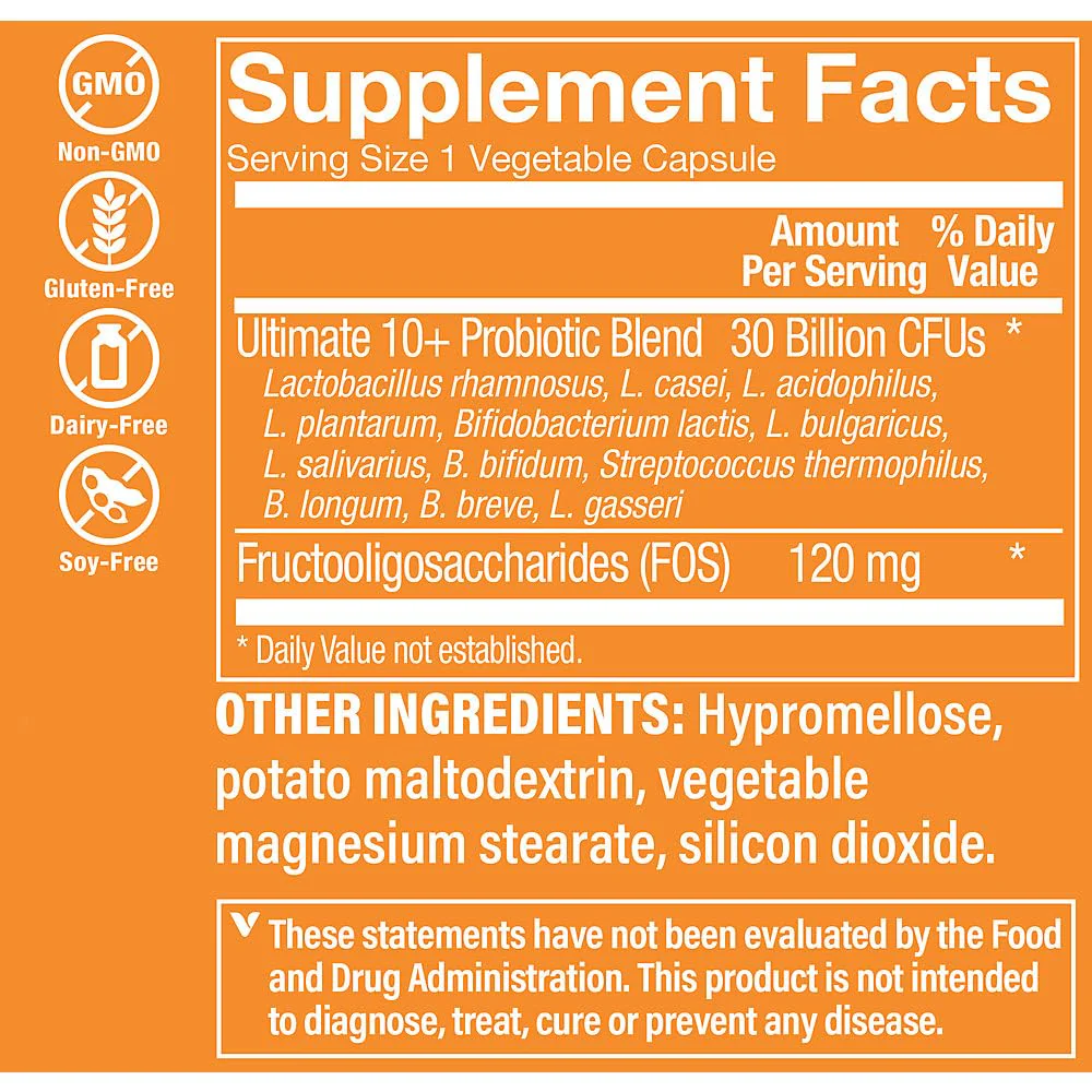 The Vitamin Shoppe Ultimate 10+ Probiotics 30 Billion CFU - 10 Probiotic Strains for Digestive Health, Immune & Gut Support (30 Vegetable Capsules) - Image 5