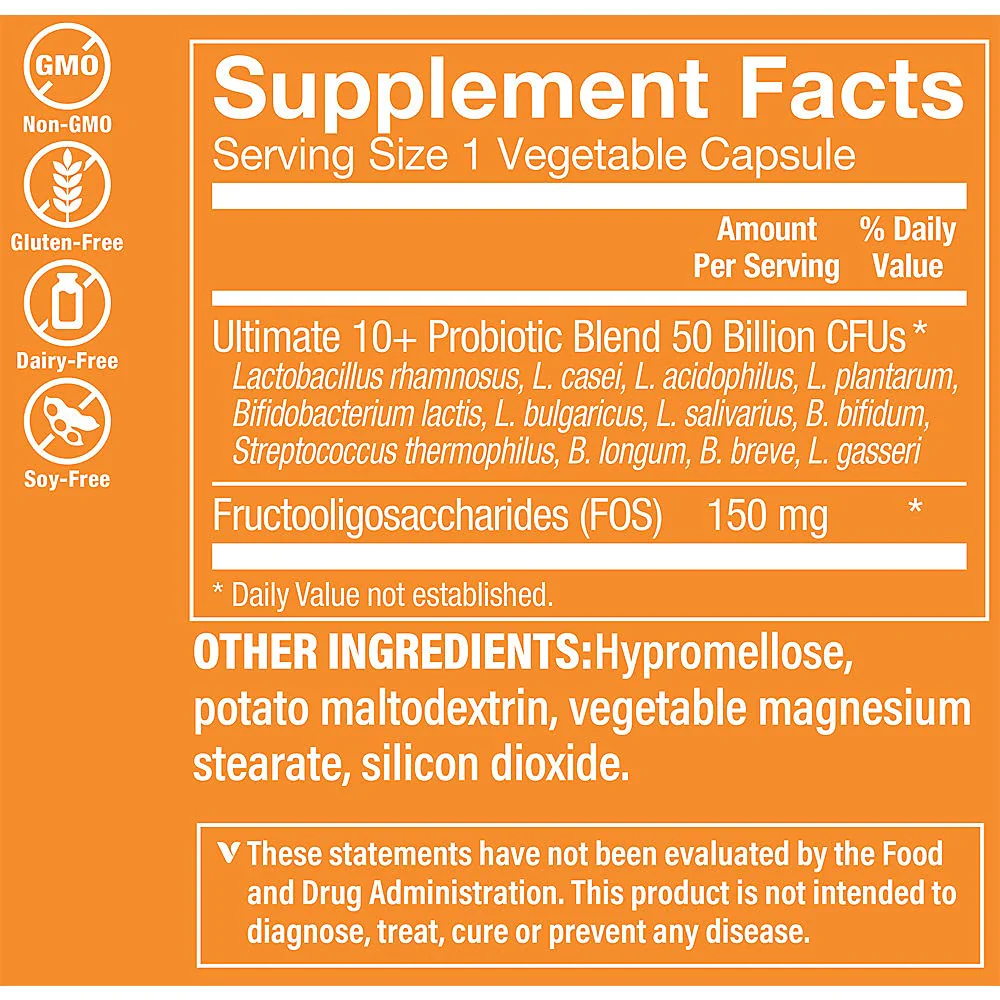 The Vitamin Shoppe Ultimate 10+ Probiotics 50 Billion CFU - 10 Probiotic Strains for Digestive Health, Immune & Gut Support (60 Vegetable Capsules) - Image 5
