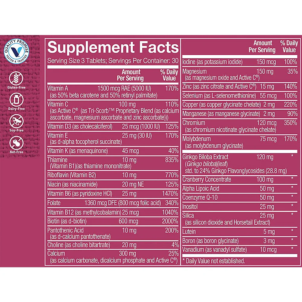 The Vitamin Shoppe Ultimate Woman 50+ Multivitamin - High Potency Daily Multi for Women Over 50, Energy & Immune Support (90 Tablets) - Image 5