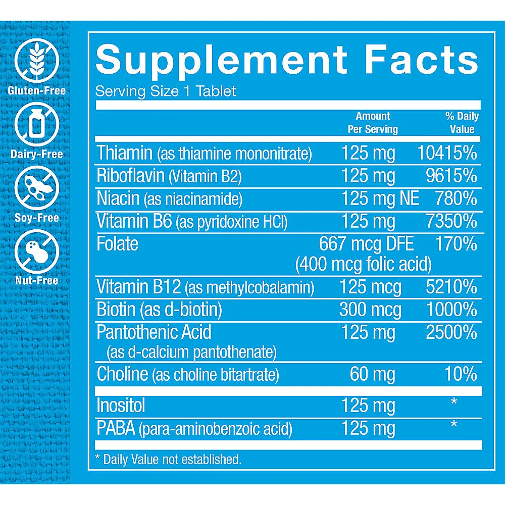 The Vitamin Shoppe Vitamin B-Complex - Energy Metabolism & Nervous System Support, Complete B Vitamins (100 Tablets) - Image 5