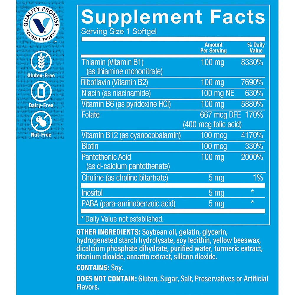 The Vitamin Shoppe Vitamin B-Complex - Energy Metabolism & Nervous System Support, Complete B Vitamins (300 Softgels) - Image 5