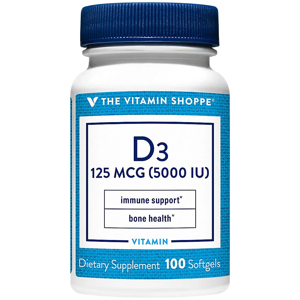 The Vitamin Shoppe Vitamin D3 5000IU - Bone Immune & Cellular Health | Cholecalciferol Softgels | 100 Softgels | Gluten-Free - Image 2