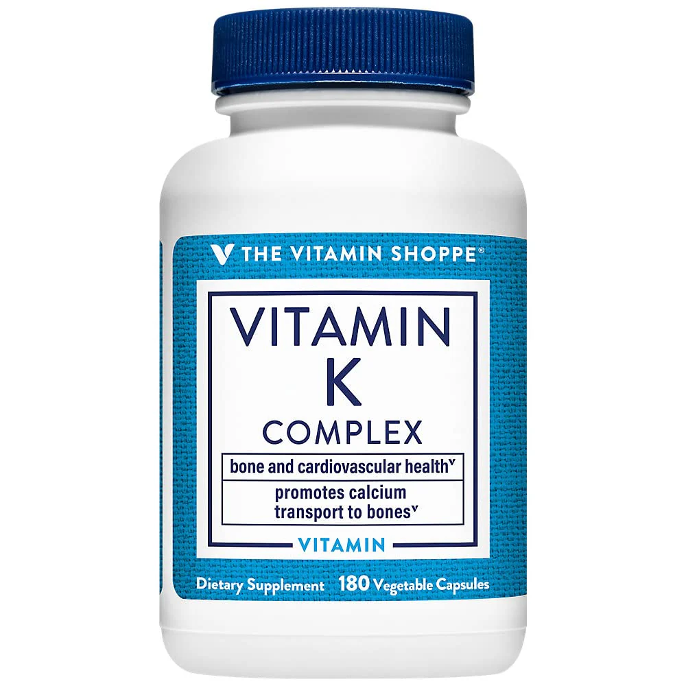 The Vitamin Shoppe Vitamin K Complex - Complete K1 K2 Formula | Bone & Cardiovascular Health | 180 Vegetable Capsules | Full Spectrum