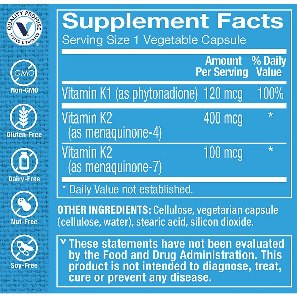 The Vitamin Shoppe Vitamin K Complex - Complete K1 K2 Formula | Bone & Cardiovascular Health | 180 Vegetable Capsules | Full Spectrum - Image 3