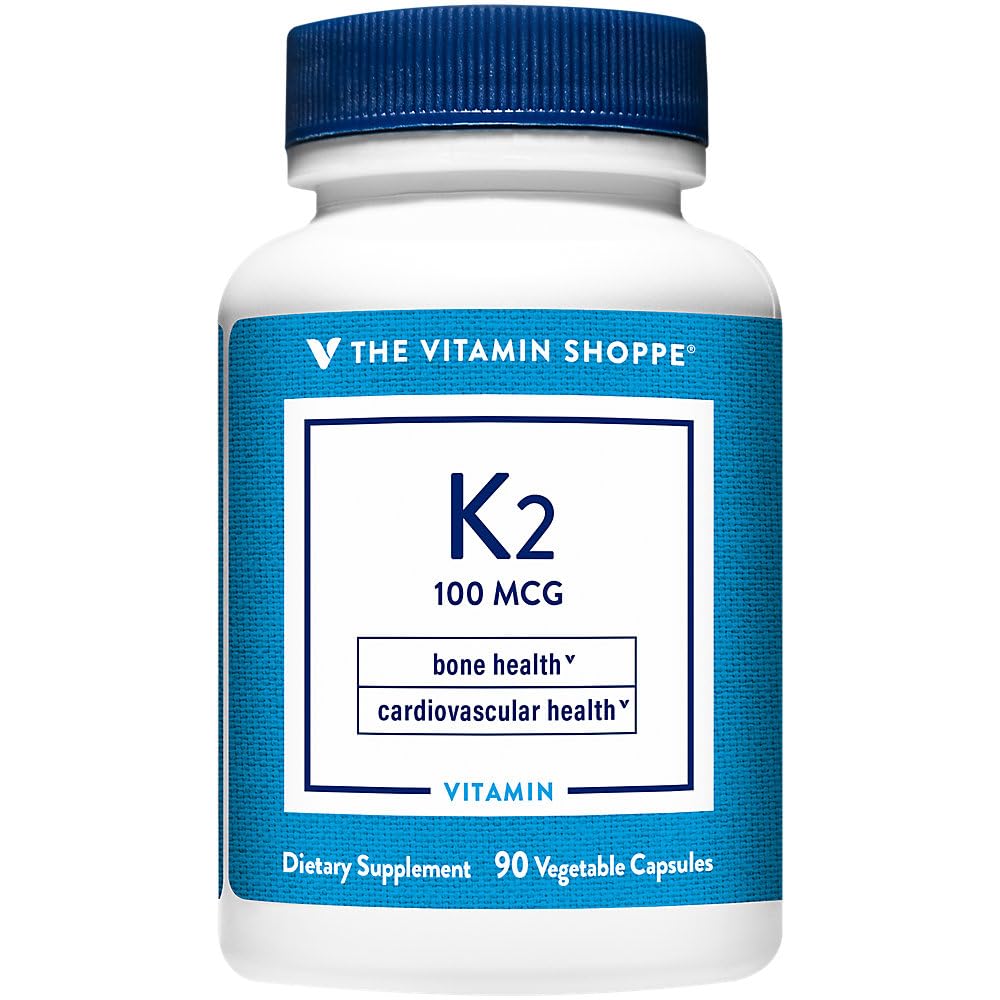 The Vitamin Shoppe Vitamin K2 MK-7 100 MCG - Bone Density & Arterial Health | Menaquinone-7 | 90 Capsules | Vegan