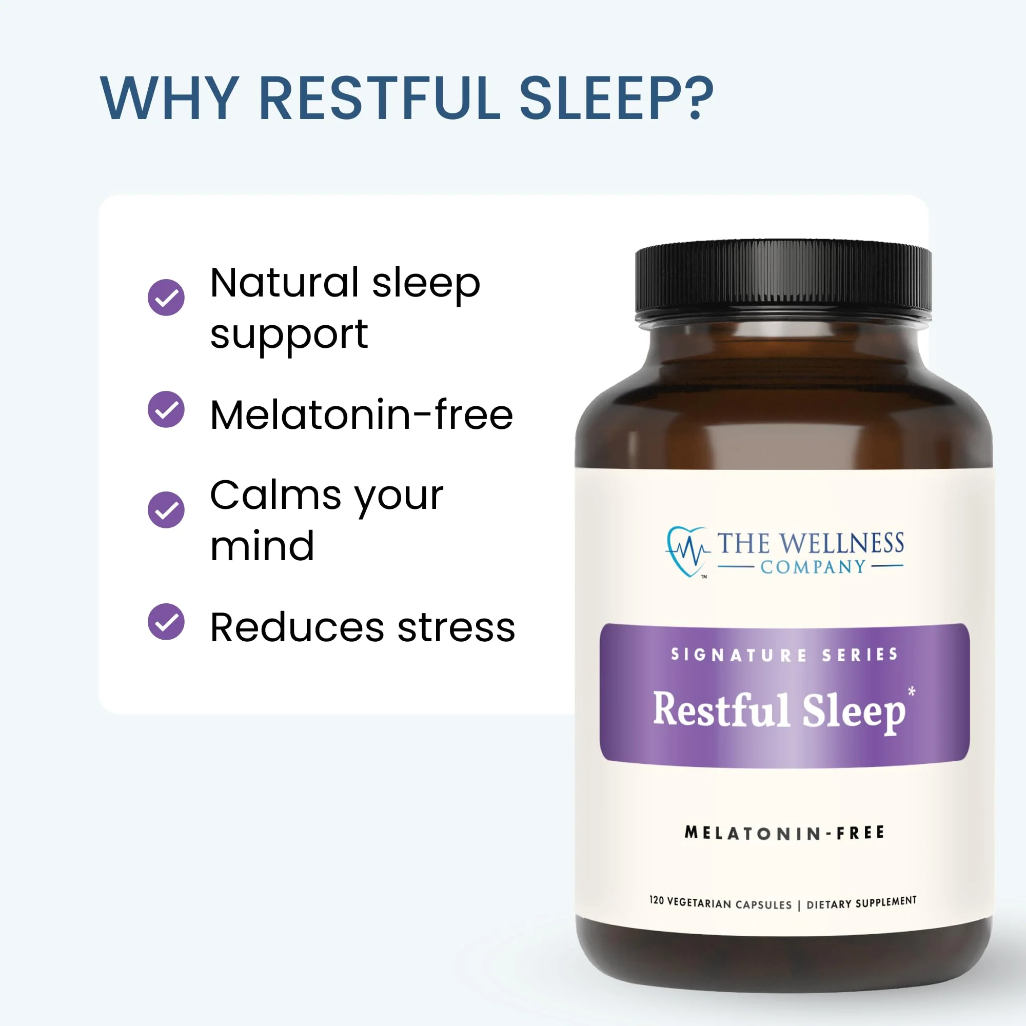 The Wellness Company Restful Sleep - Melatonin-Free, Deep Sleep, REM Support, Non-Habit Forming - Kava, Rafuma Leaf, Ashwagandha & Valerian Root | 60ct (1 Month Supply) - Image 4