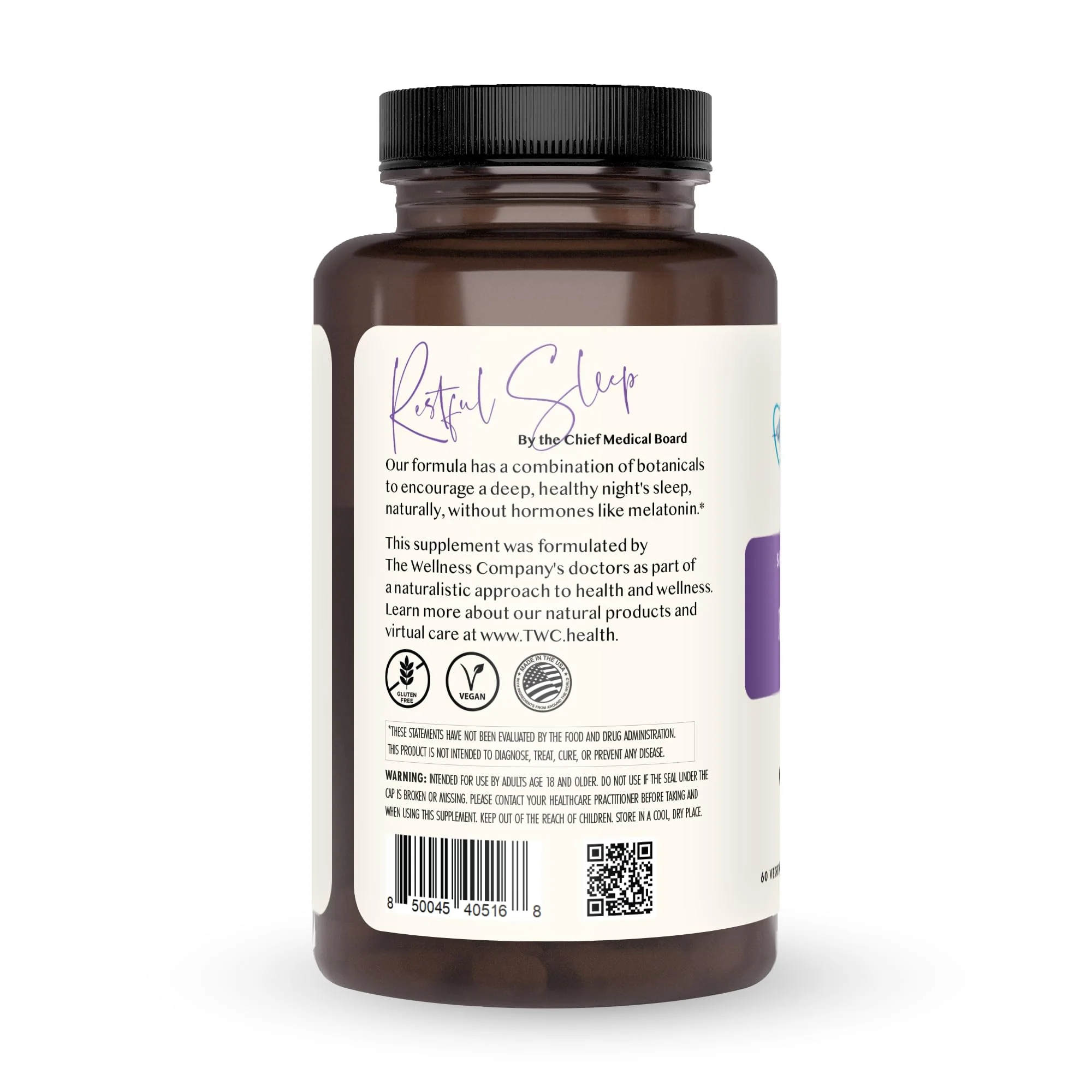 The Wellness Company Restful Sleep - Melatonin-Free, Deep Sleep, REM Support, Non-Habit Forming - Kava, Rafuma Leaf, Ashwagandha & Valerian Root | 60ct (1 Month Supply) - Image 7