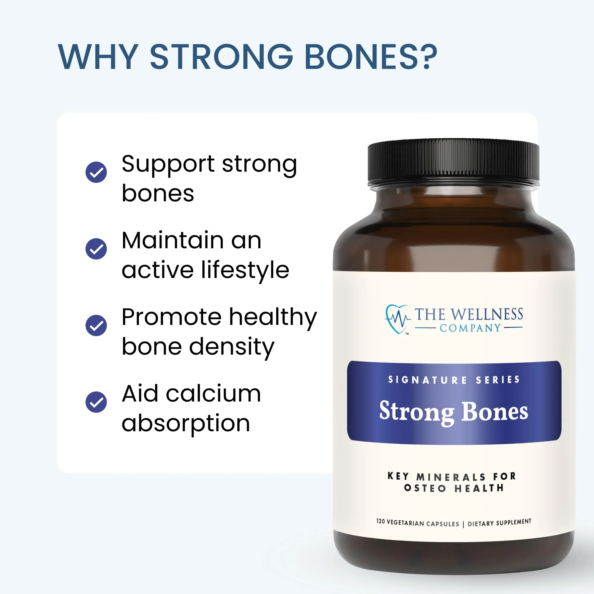 The Wellness Company Strong Bones | 120 Capsules (2-Month Supply) | Made with Key Minerals to Help Build Bone Strength | Non-GMO, Vegan, Gluten Free | for Supporting Bone Strength and Health - Image 3