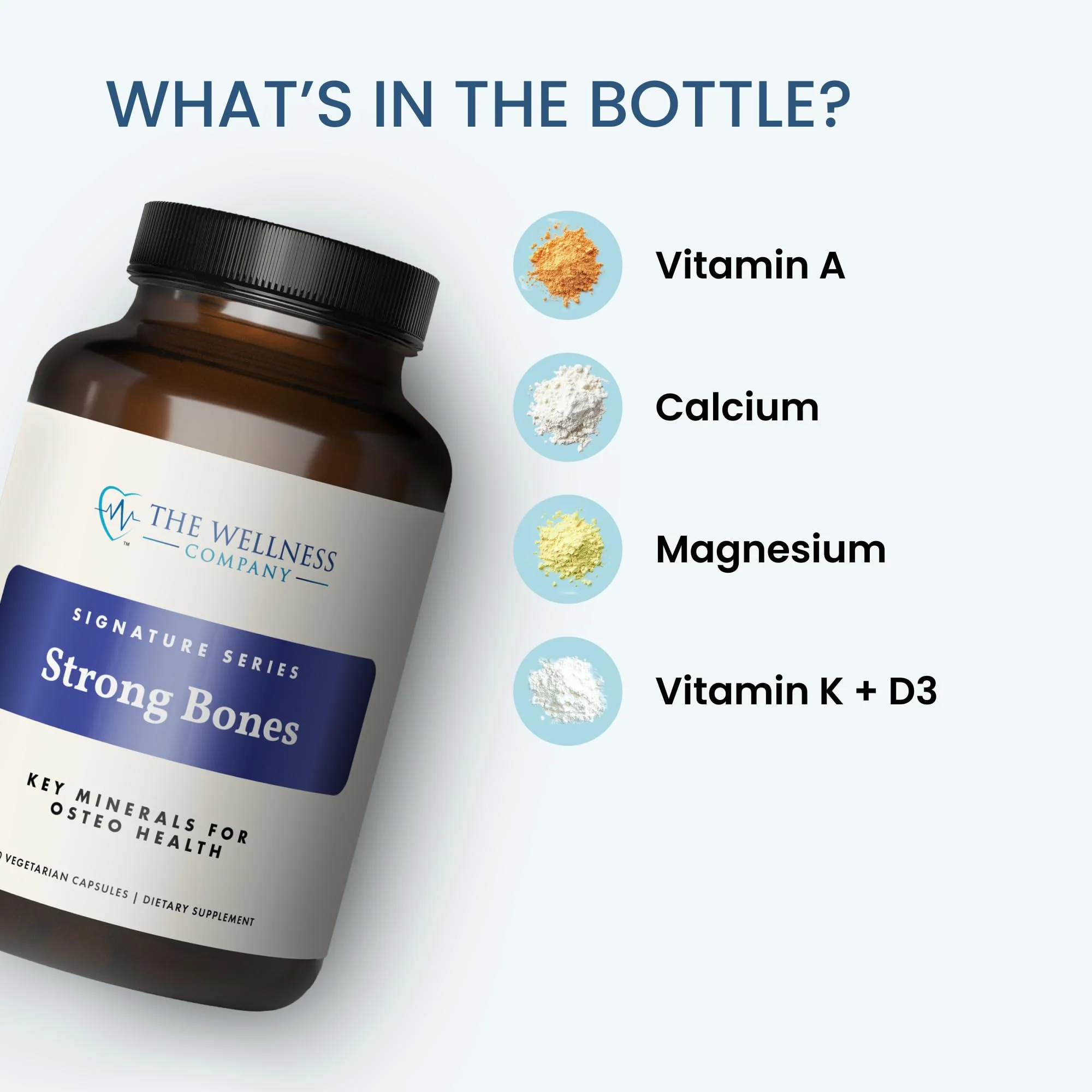 The Wellness Company Strong Bones | 60 Capsules (1-Month Supply) | Made with Key Minerals to Help Build Bone Strength | Non-GMO, Vegan, Gluten Free | for Supporting Bone Strength and Health - Image 4