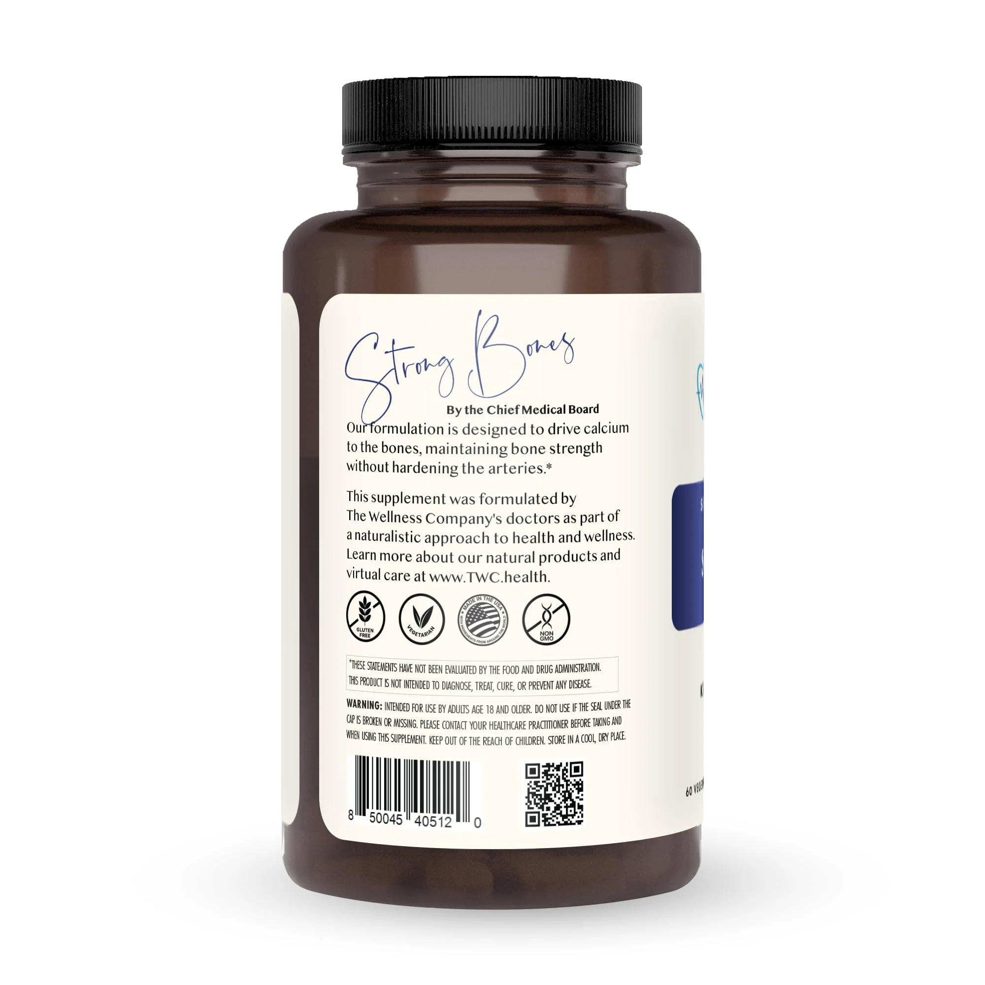 The Wellness Company Strong Bones | 60 Capsules (1-Month Supply) | Made with Key Minerals to Help Build Bone Strength | Non-GMO, Vegan, Gluten Free | for Supporting Bone Strength and Health - Image 6