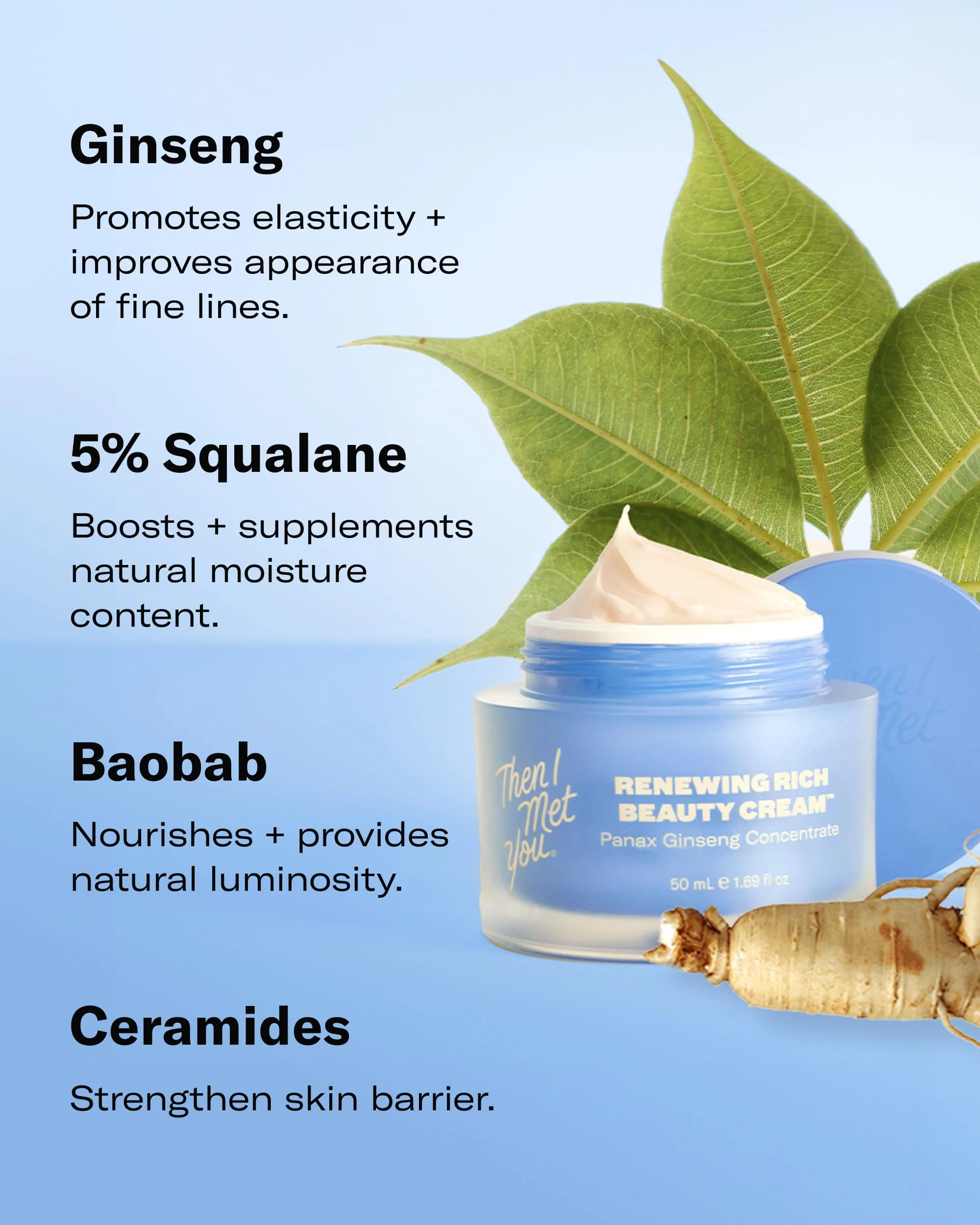 Then I Met You Renewing Rich Beauty Cream, Deep Hydration Korean Moisturizer with Quad Ginseng Complex, Fast Absorbing Vegan-Cruelty-Free Plant-Based Antioxidant, Alcohol Free Skincare for Exfoliated - Image 5