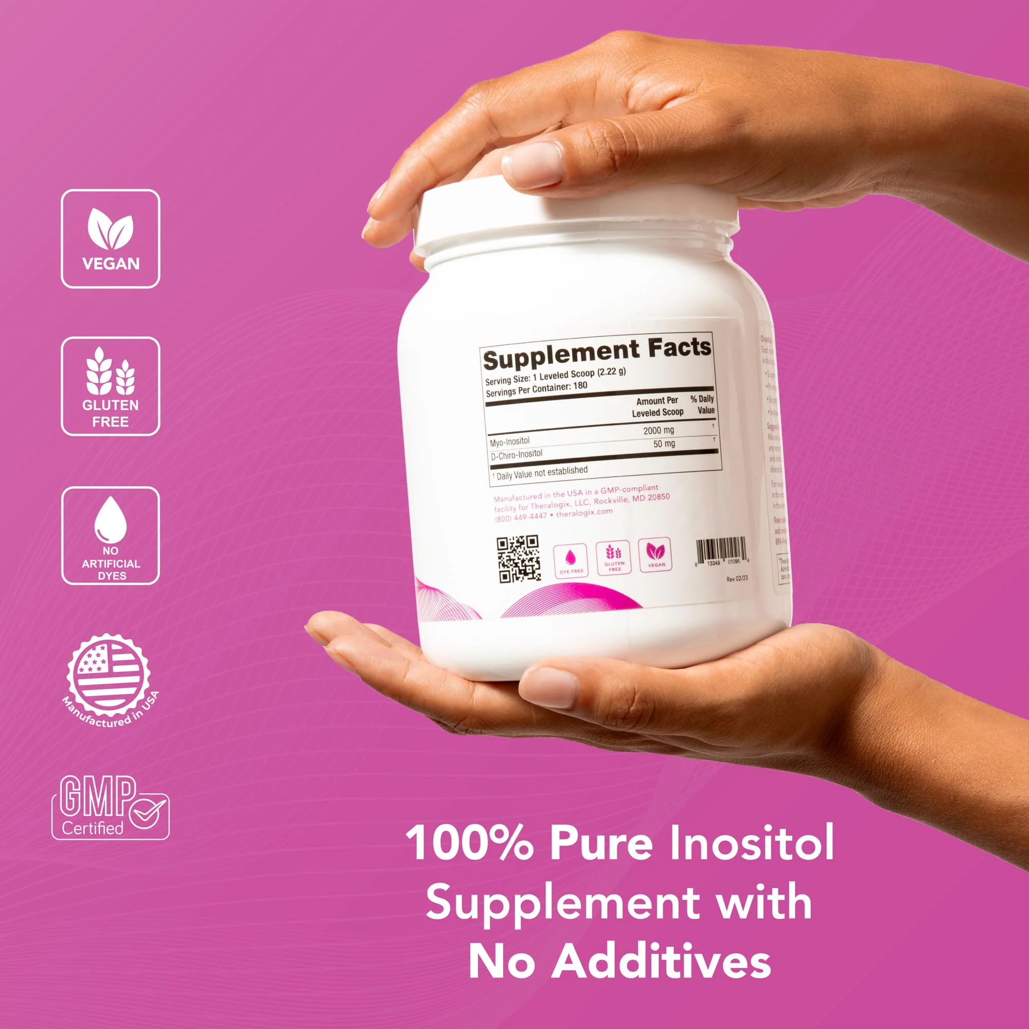 Theralogix Ovasitol Inositol Powder - 90-Day Supply - Myo-Inositol & D-Chiro Inositol for Hormone Balance & Ovarian Function Support* - NSF Certified - 400 g (180 Servings) - Image 9