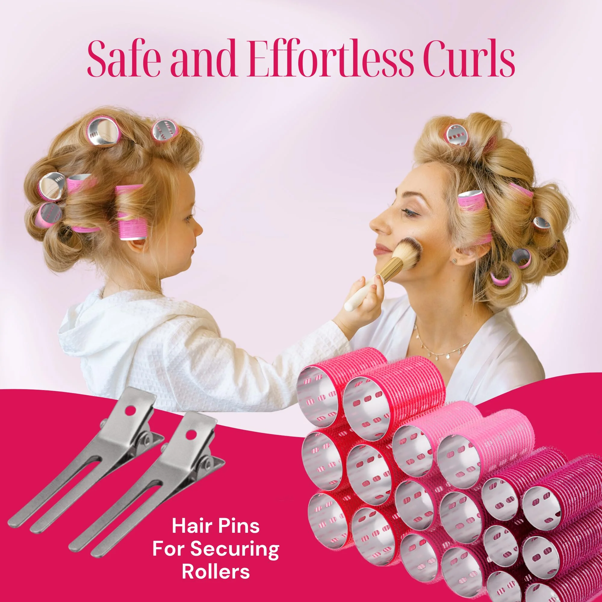 Thermal Rollers for Hair - 37pc Set - 18 Self-Grip Hair Rollers with 18 Clips and Styling Comb - Aluminum Thermal Hair Rollers for Volume and All-Day Curls - For Short, Medium, and Long Hair (Large) - Image 2
