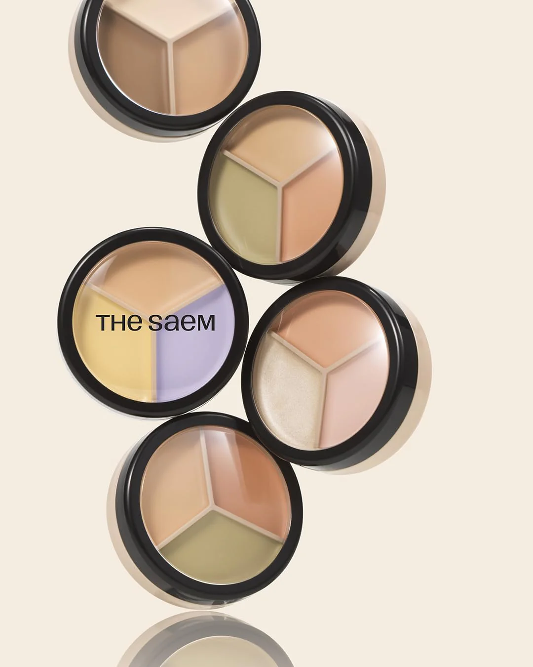 THESAEM Cover Perfection Triple Pot Concealer - 02 Contour Beige for 3D Facial Contouring - 3-Color Multi Concealer Palette with Shading & Highlighting - Korean Makeup with Sweet Almond Oil - Image 2