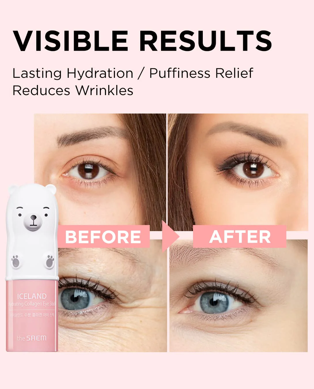 THESAEM Iceland Hydrating & Collagen Eye Stick 2 Pack - Cooling & Anti-Wrinkle Balm for Dark Circles and Puffiness – Under Eye Treatment - Reduce Wrinkles and Moisturizing - Duo Set - Image 5