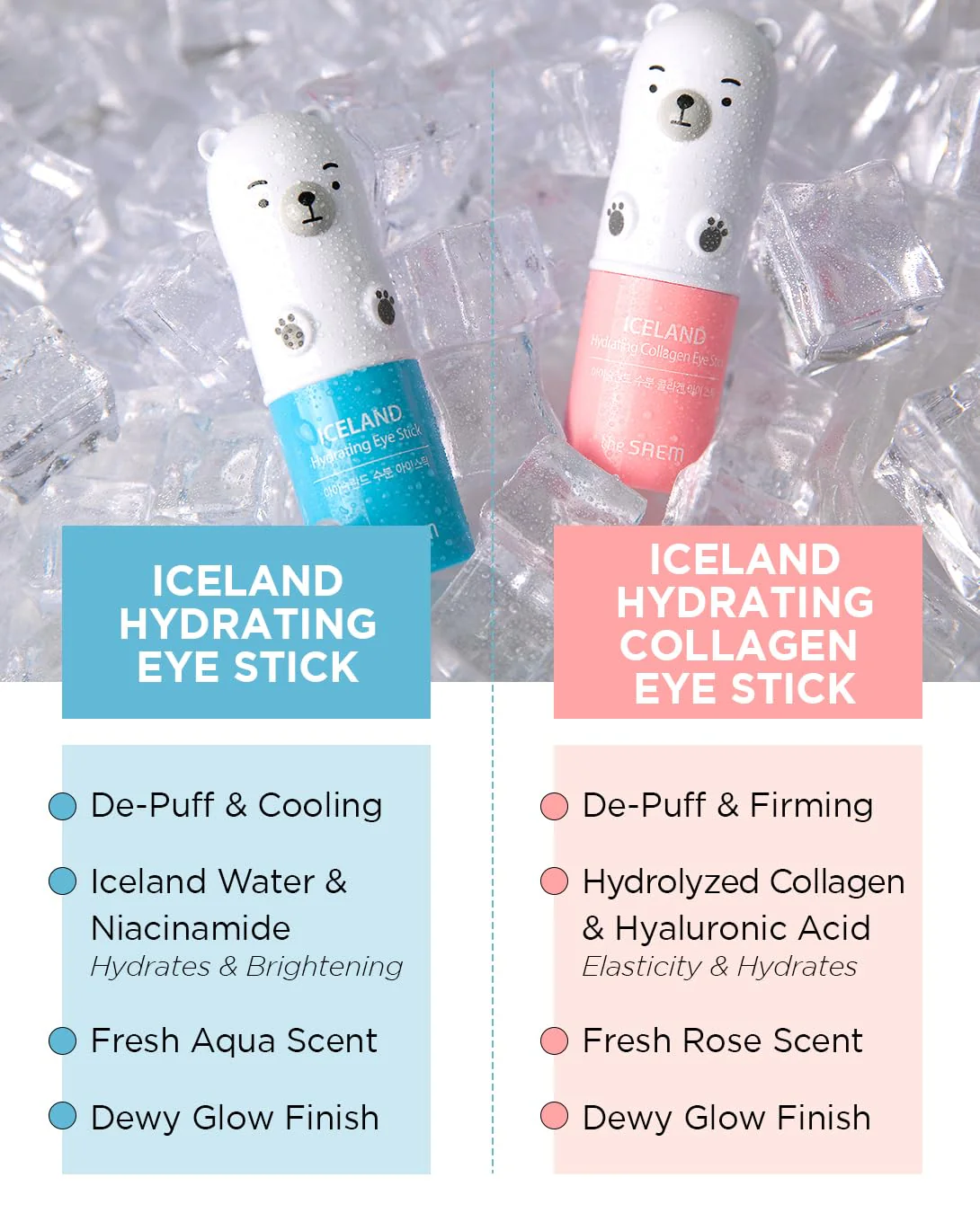 THESAEM Iceland Hydrating Collagen Eye Stick - Anti-wrinkle Moisturizing Eye Balm for Saggy Skin – Under Eye Treatment - Balm to Smooth Skin Texture - Rose Scent, 0.24oz 2 Pack - Image 4