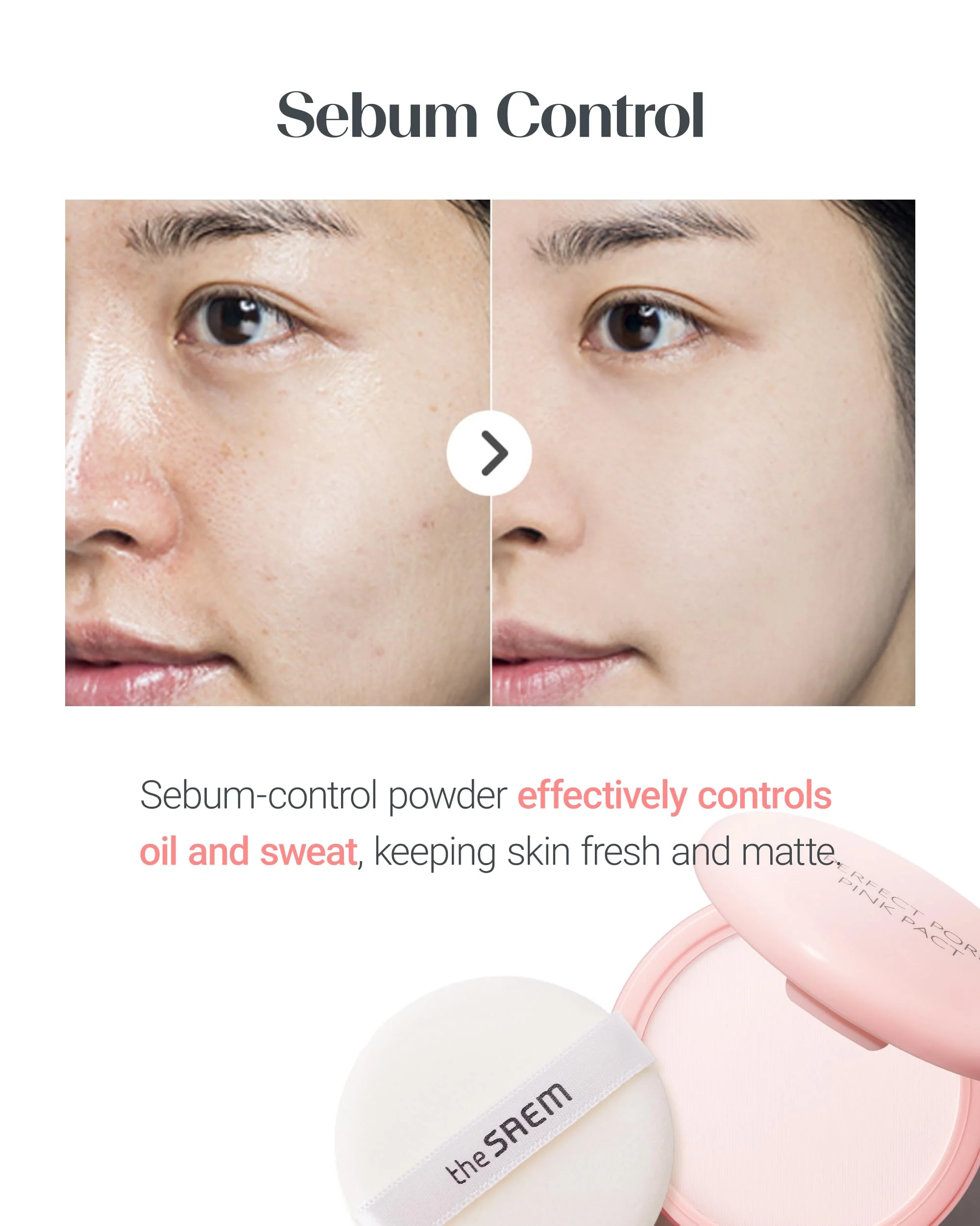THESAEM Saemmul Perfect Pore Pink Pact - Sebum Control Face Powder with 15% Calamine for Oily Sensitive Skin - Oil Control Moisture System Compact - Korean Makeup Pressed Powder, 0.37 oz. 2 Pack - Image 7