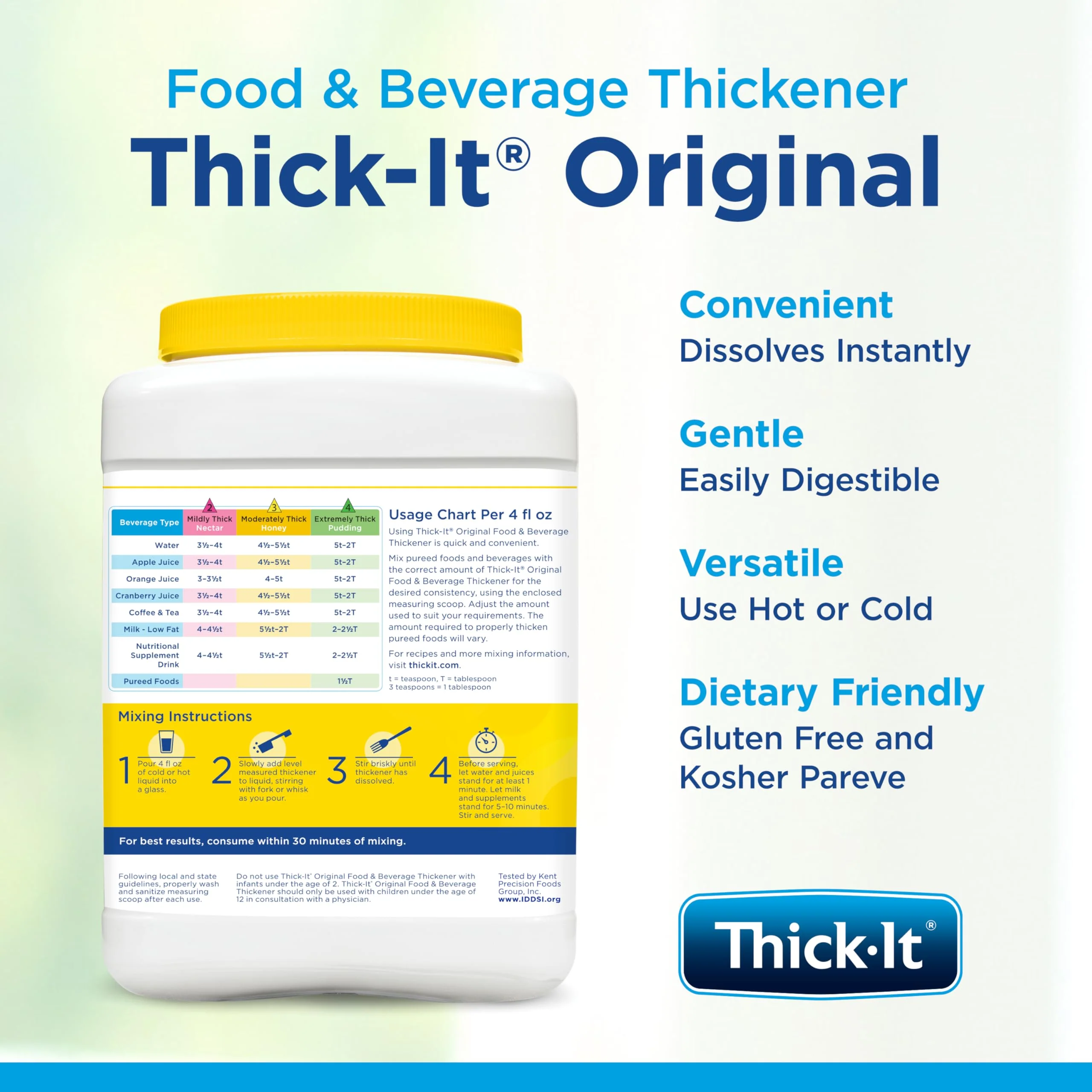 Thick-It Original Food & Beverage Thickener, Flavorless Powder for Dysphagia (IDDSI), Digestible Swallowing Aid, Easy-to-Mix & Instant Dissolve, Used in Hot & Cold Food, 10 oz Canister - Image 6