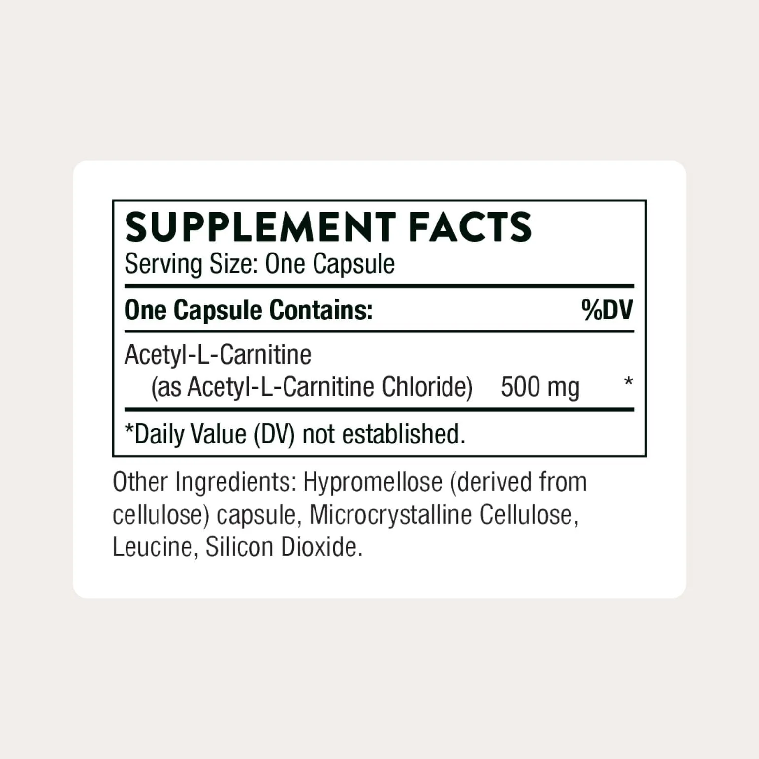 THORNE - Acetyl-L-Carnitine - 500 mg - Supports Brain Function & Healthy Nerve Sensations in The Hands & Feet* - Gluten, Dairy & Soy-Free - 60 Capsules - Image 8