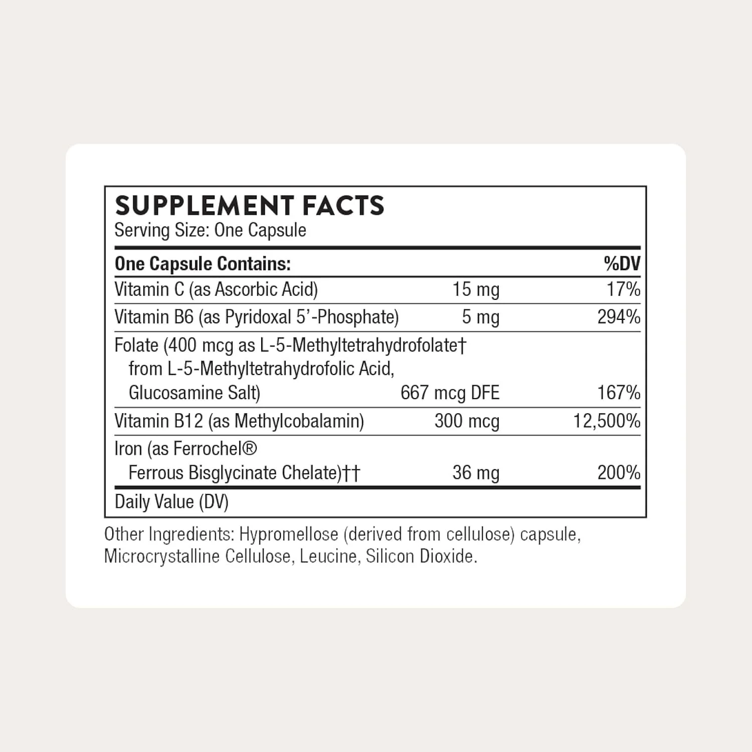 THORNE - Advanced Iron Complex (Formerly Ferrasorb) - Complete Blood Support Formula* - Elemental Iron, Folate, B and C Vitamins for Optimal Absorption - Gluten, Dairy & Soy-Free - 60 Servings - Image 9