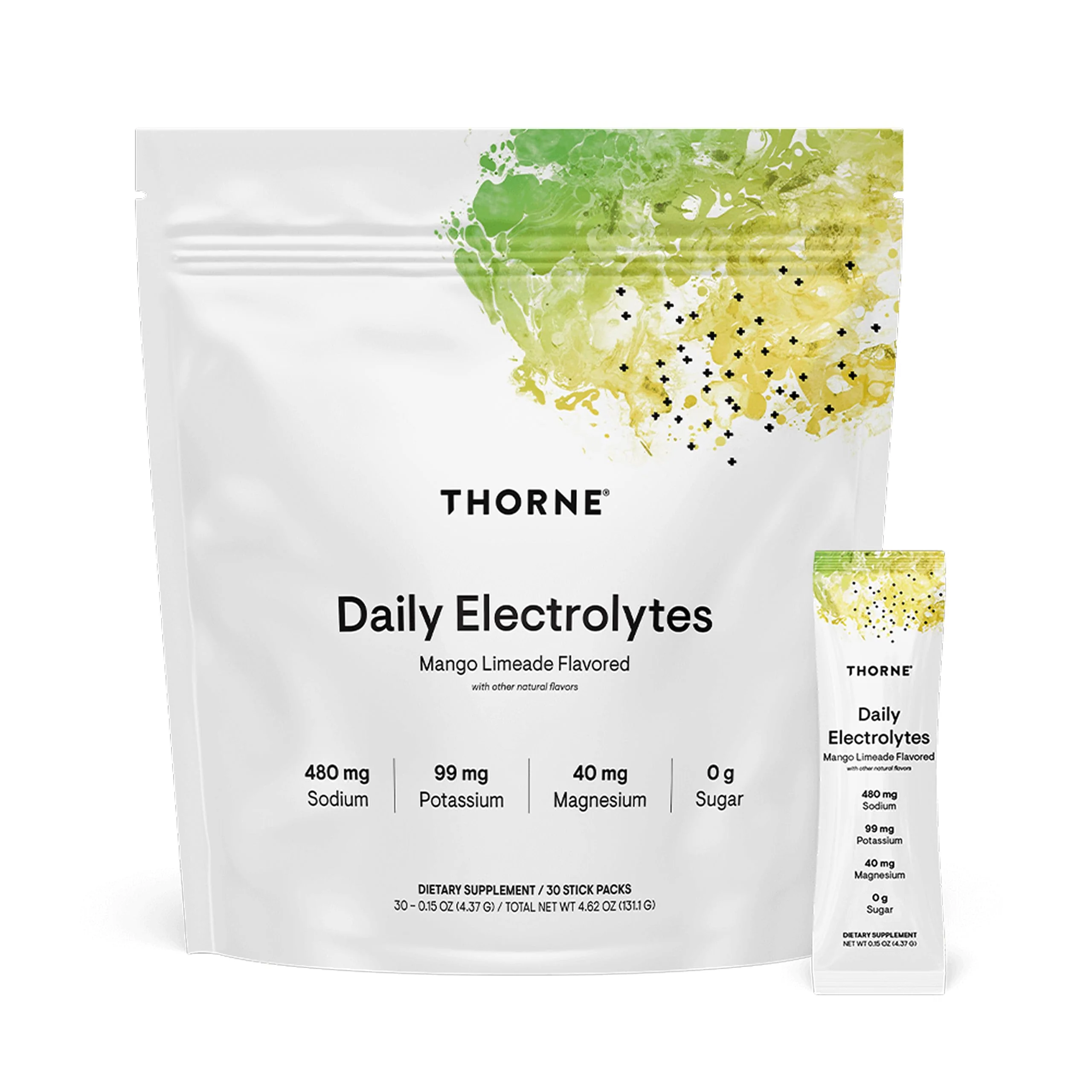 THORNE - Daily Electrolytes - Zero Sugar & Low-Calorie Electrolyte Powder Drink Mix - Flavors Derived from Natural Sources - NSF Certified for Sport - Mango Limeade - 30 Stick Packs