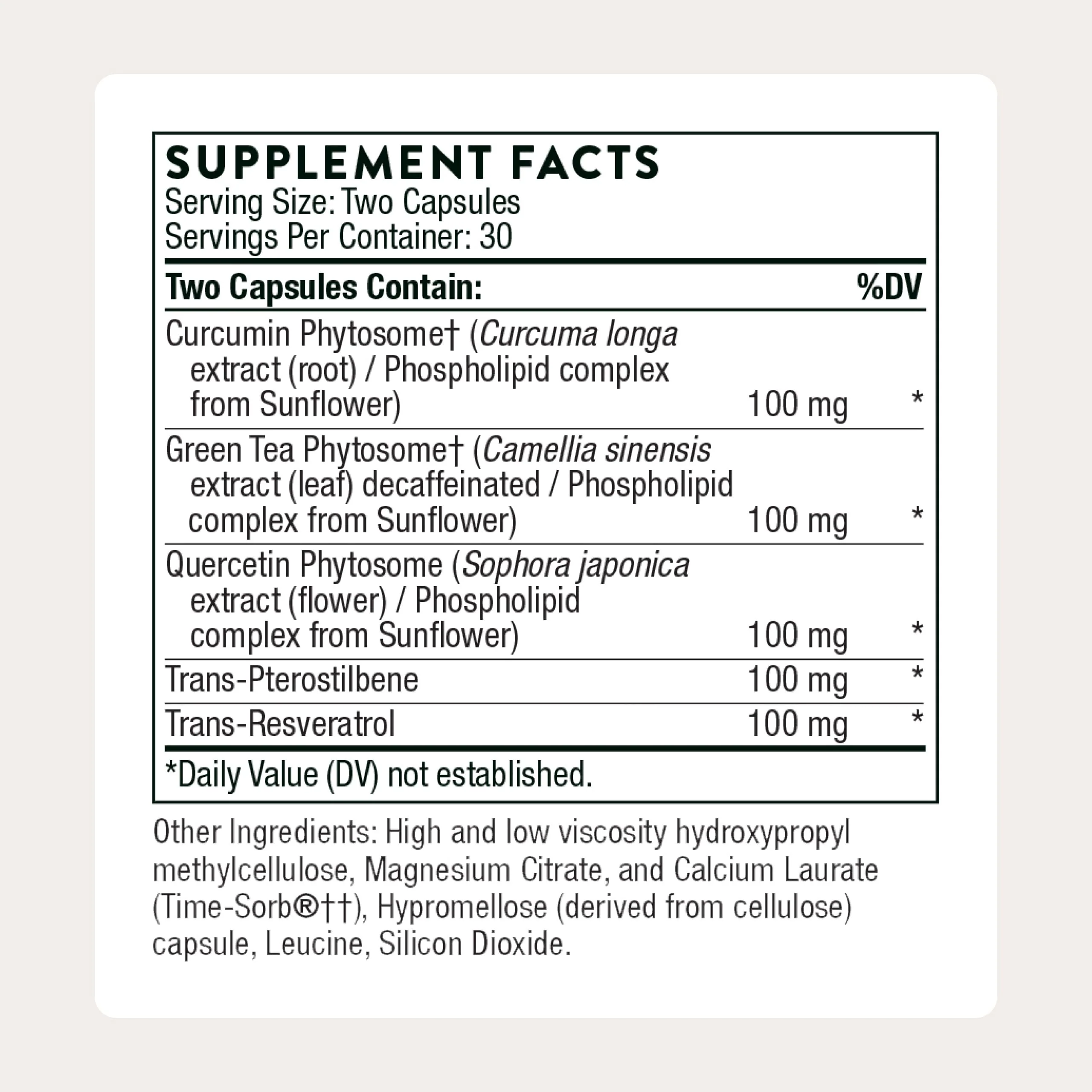 THORNE - Resveratrol Complex (formerly PolyResveratrol-SR) - Supports Healthy Aging* - Trans-Resveratrol Supplement with Green Tea, Quercetin & Curcumin Phytosome - Third-Party Certified - 60 Capsules - Image 9