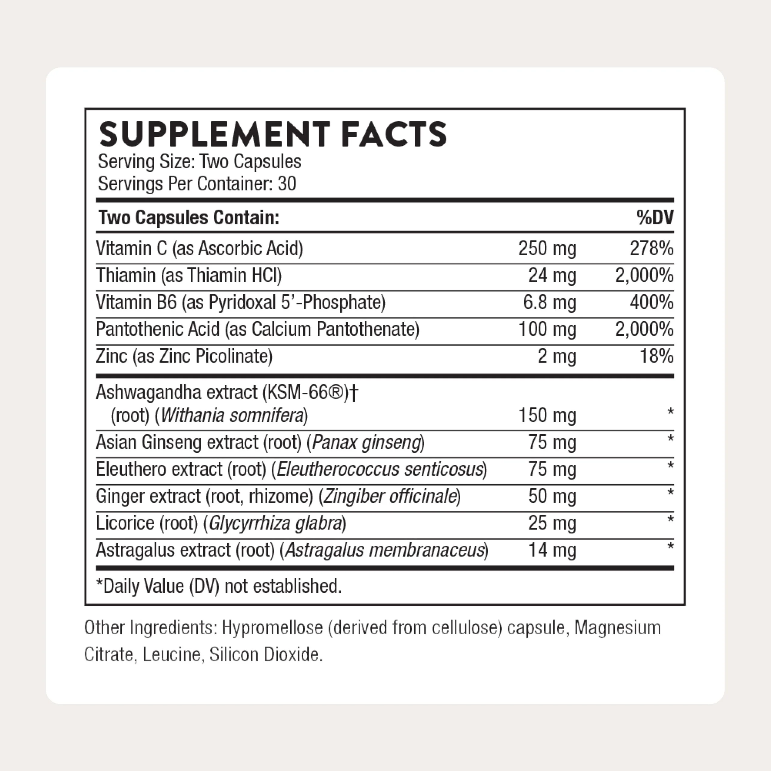 THORNE - Stress Balance - Adrenal Support Supplement with B Vitamins, Vitamin C, Ashwagandha, Ginseng & Zinc* - Gluten, Dairy & Soy-Free - 30 Servings - Image 9